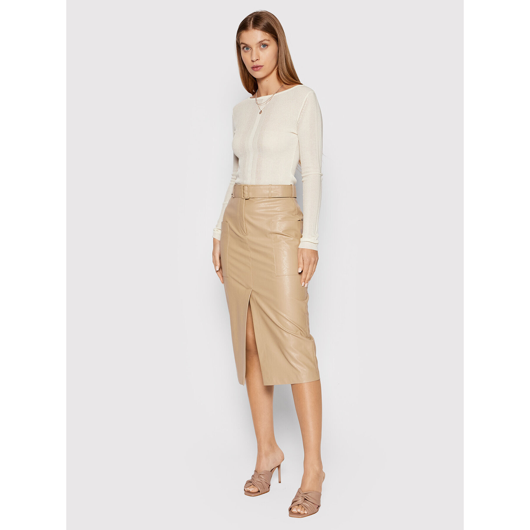 Guess Блуза W2GR02 Z2Z00 Бежов Slim Fit - Pepit.bg