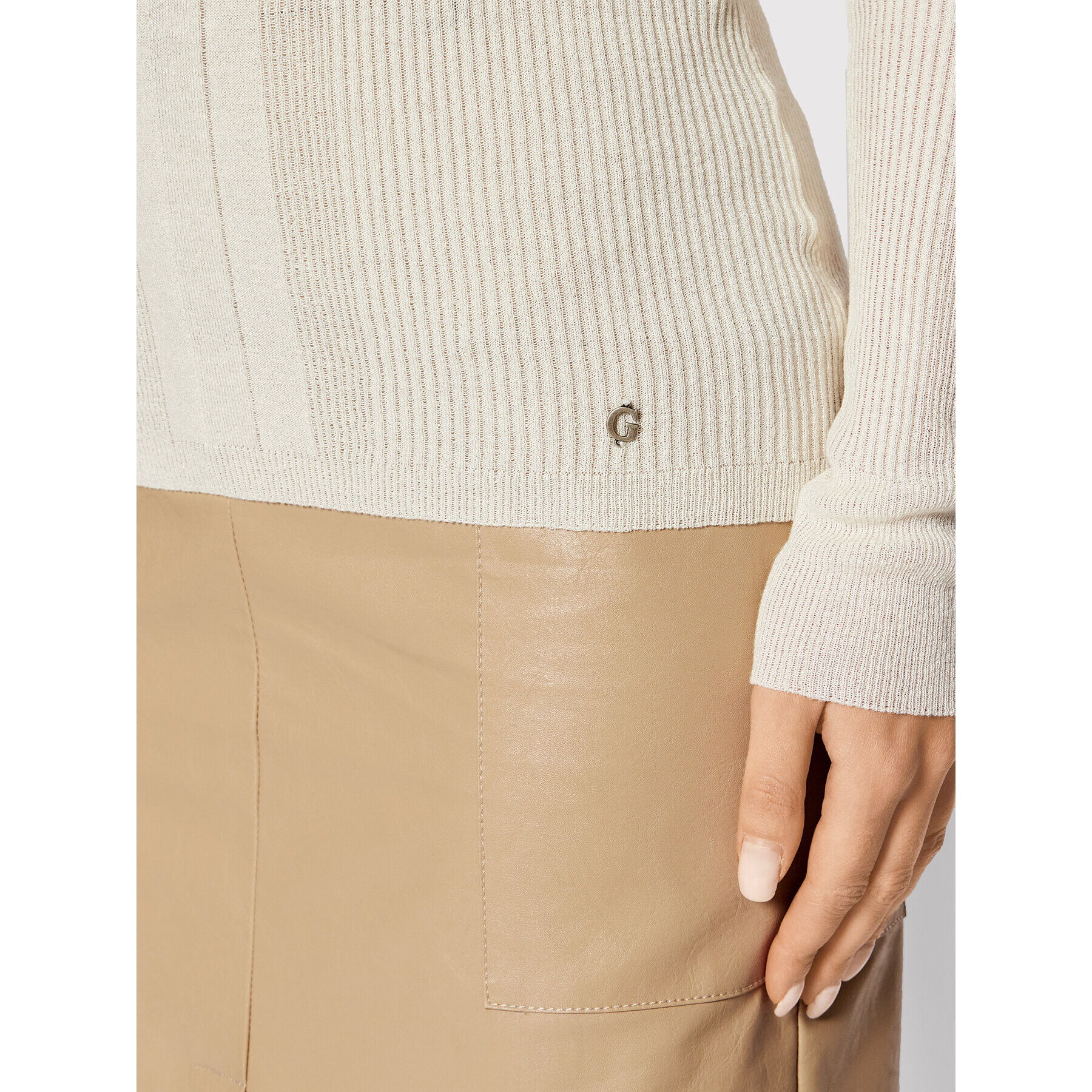Guess Блуза W2GR02 Z2Z00 Бежов Slim Fit - Pepit.bg