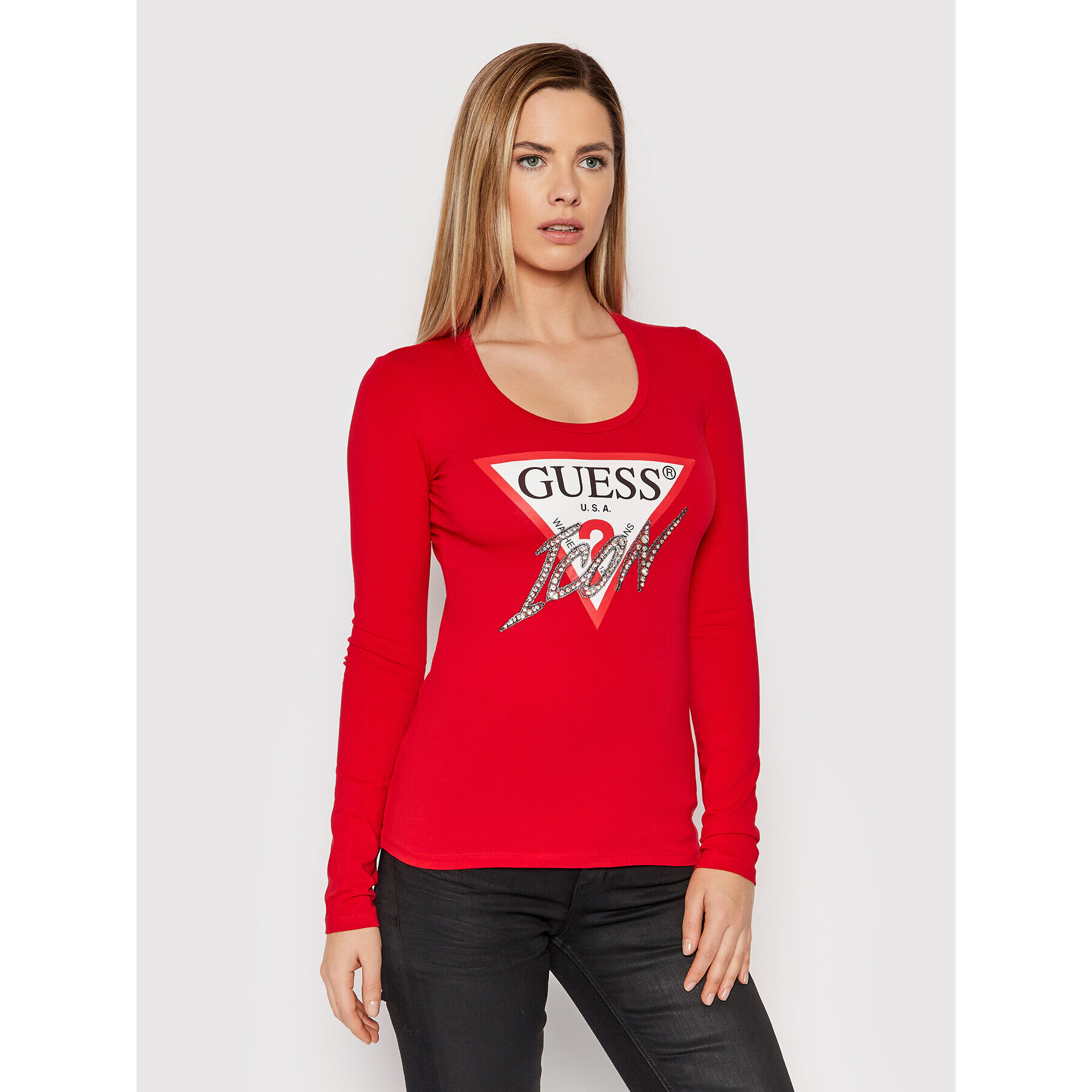 Guess Блуза W2RI19 J1311 Червен Slim Fit - Pepit.bg