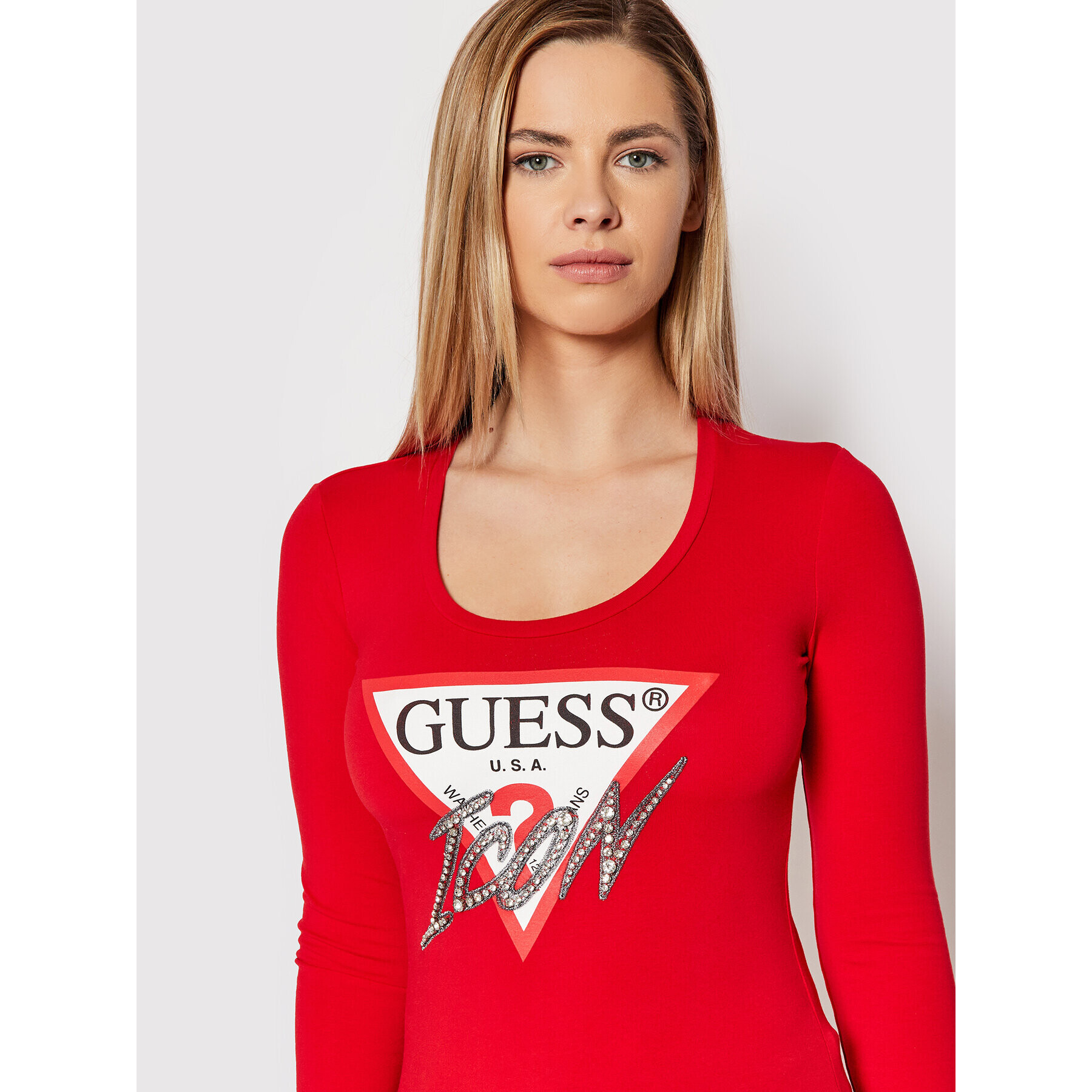 Guess Блуза W2RI19 J1311 Червен Slim Fit - Pepit.bg