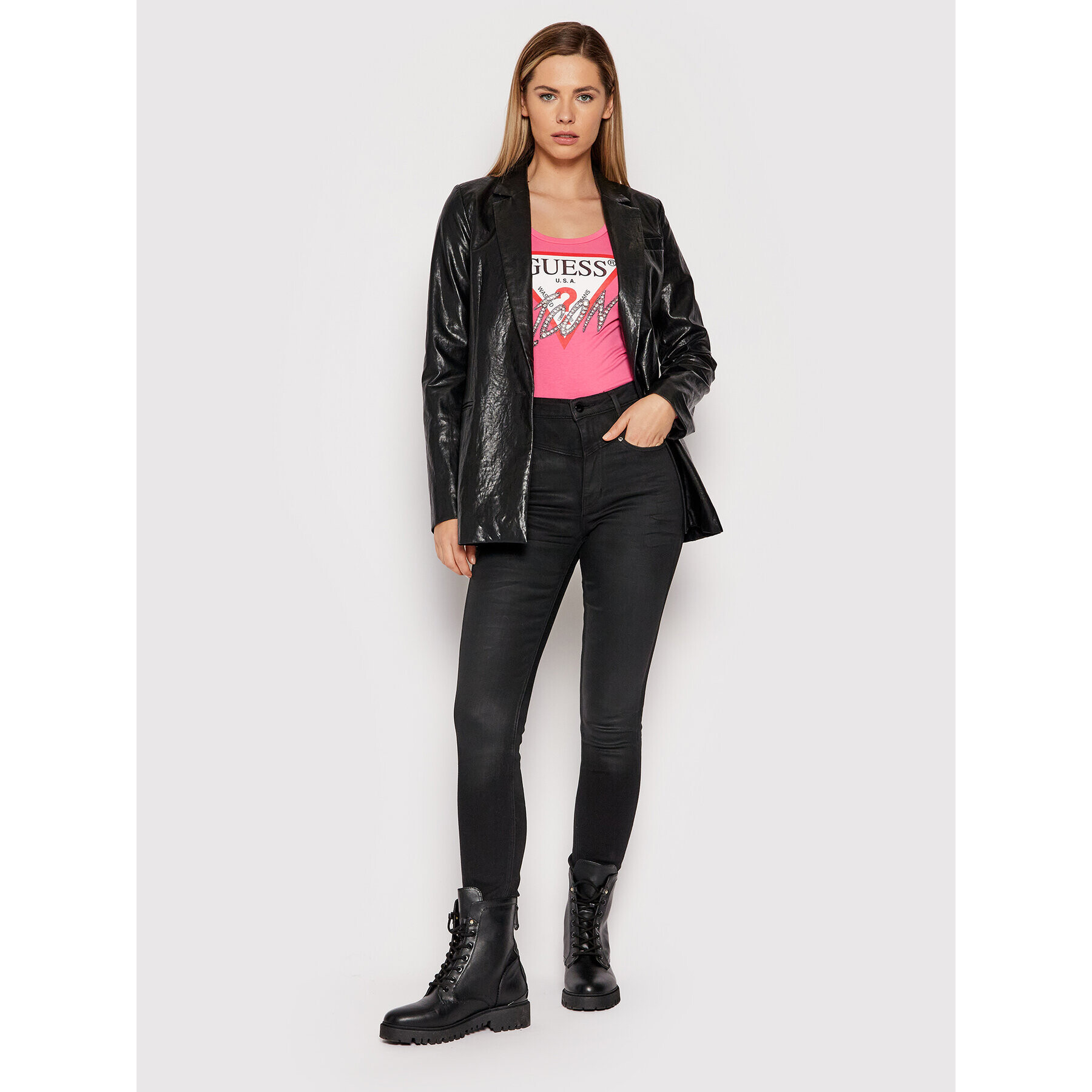 Guess Блуза W2RI19 J1311 Розов Slim Fit - Pepit.bg