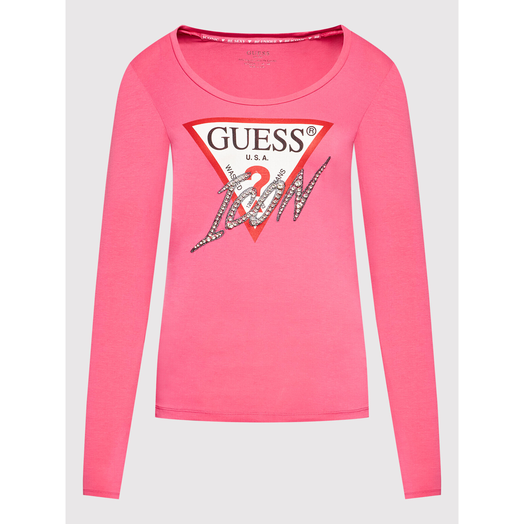 Guess Блуза W2RI19 J1311 Розов Slim Fit - Pepit.bg