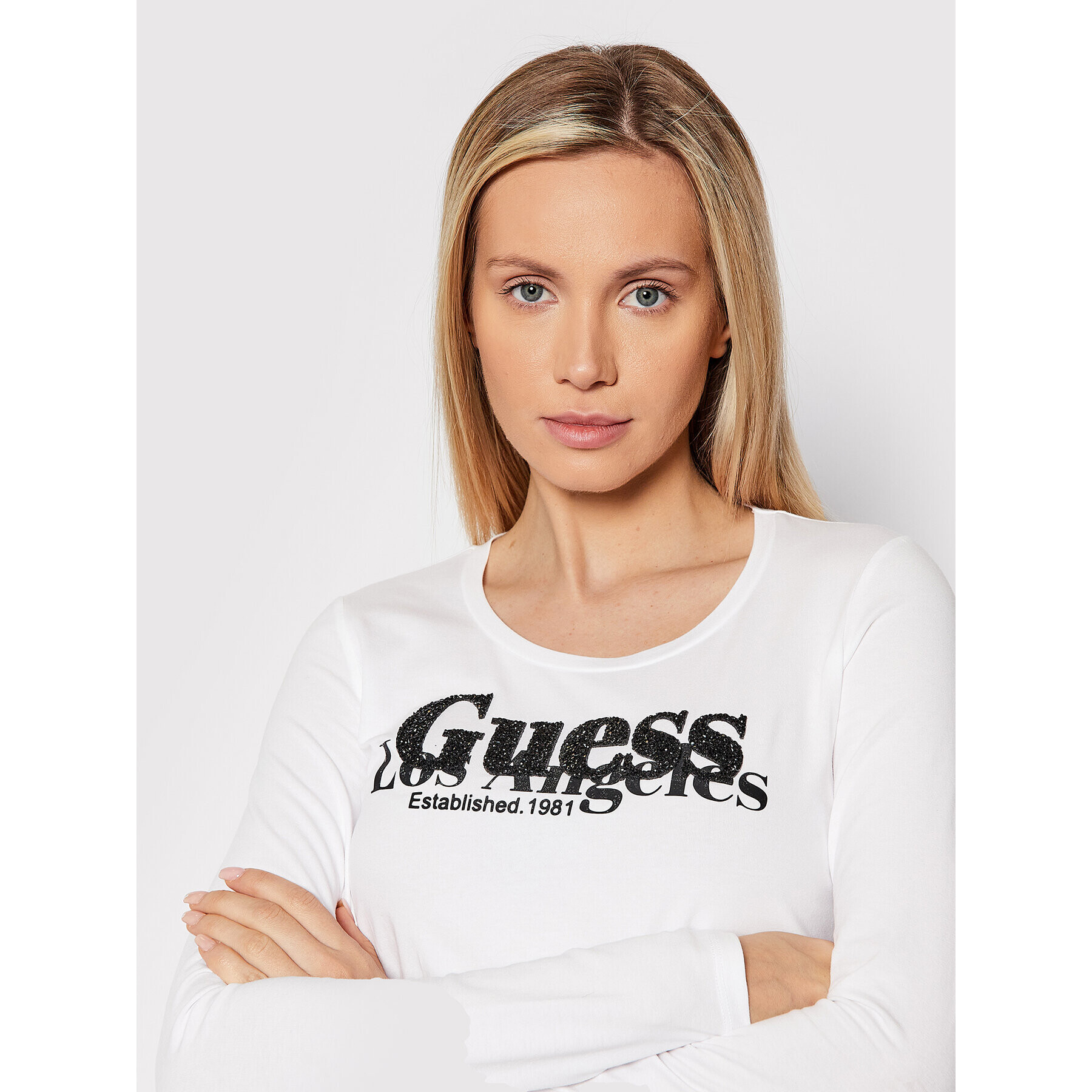 Guess Блуза W2RI31 J1311 Бял Slim Fit - Pepit.bg