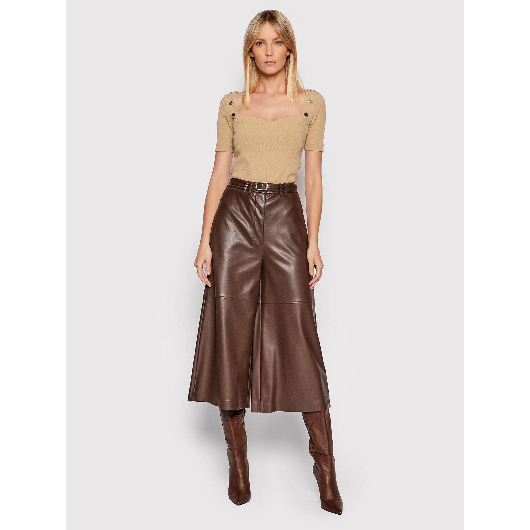 Guess Блуза W2RP10 K8RT2 Бежов Slim Fit - Pepit.bg