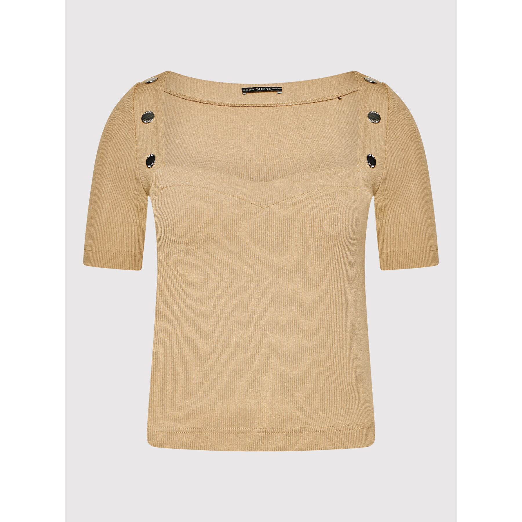 Guess Блуза W2RP10 K8RT2 Бежов Slim Fit - Pepit.bg