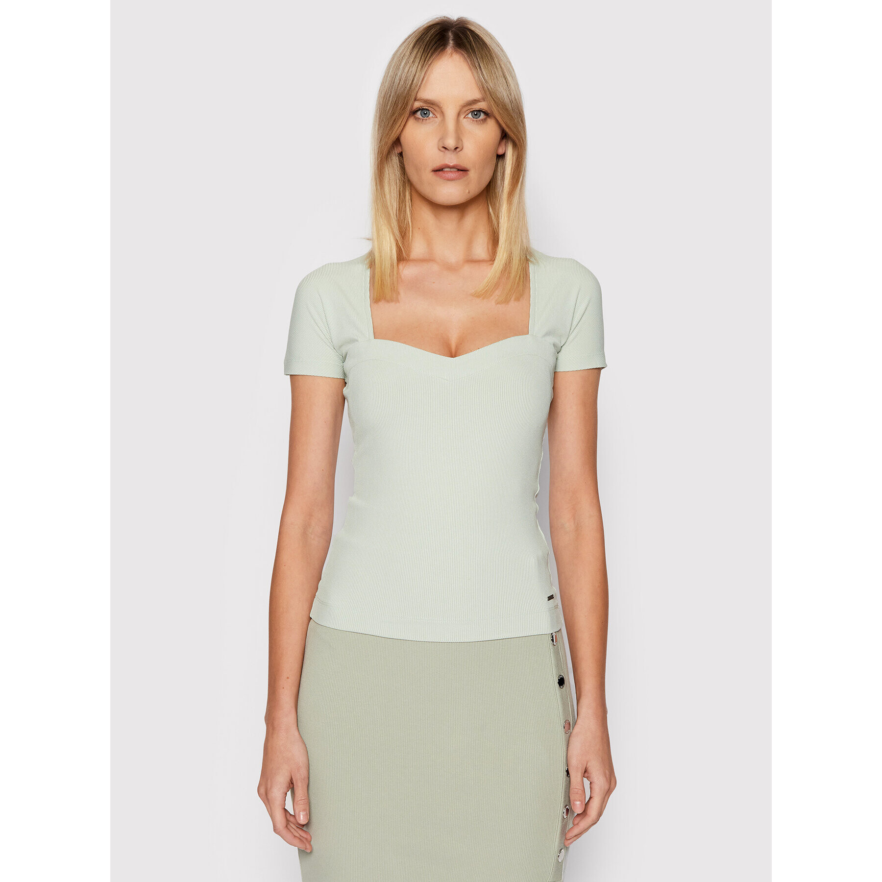 Guess Блуза W2RP12 KAZH2 Зелен Slim Fit - Pepit.bg
