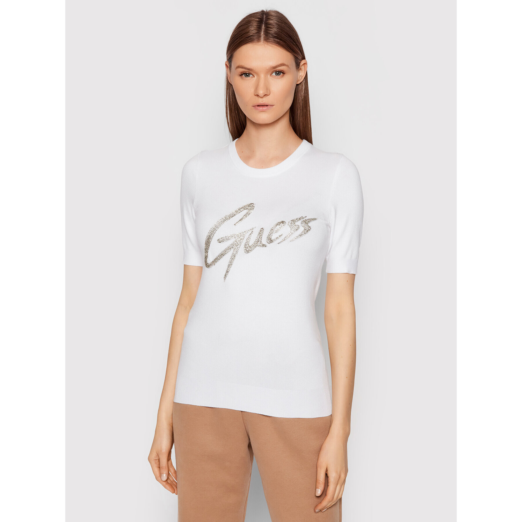 Guess Блуза W2RR28 Z2NQ0 Бял Slim Fit - Pepit.bg