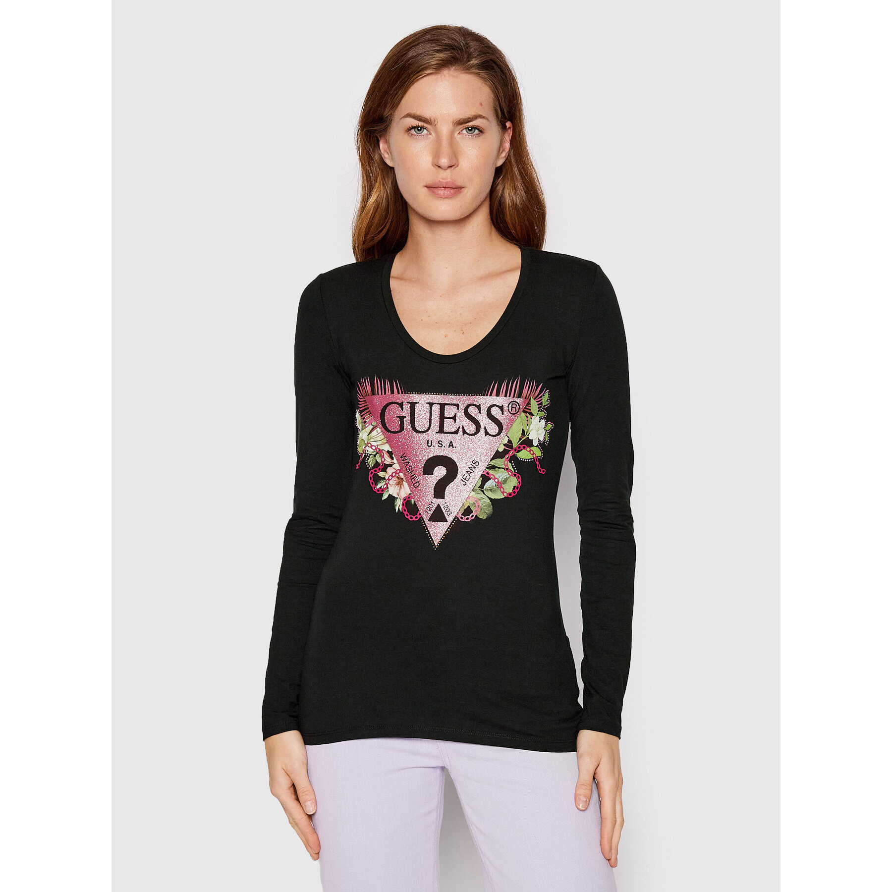 Guess Блуза W2YI36 J1311 Черен Slim Fit - Pepit.bg