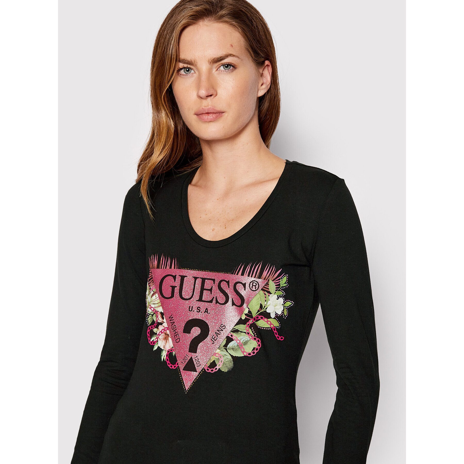 Guess Блуза W2YI36 J1311 Черен Slim Fit - Pepit.bg