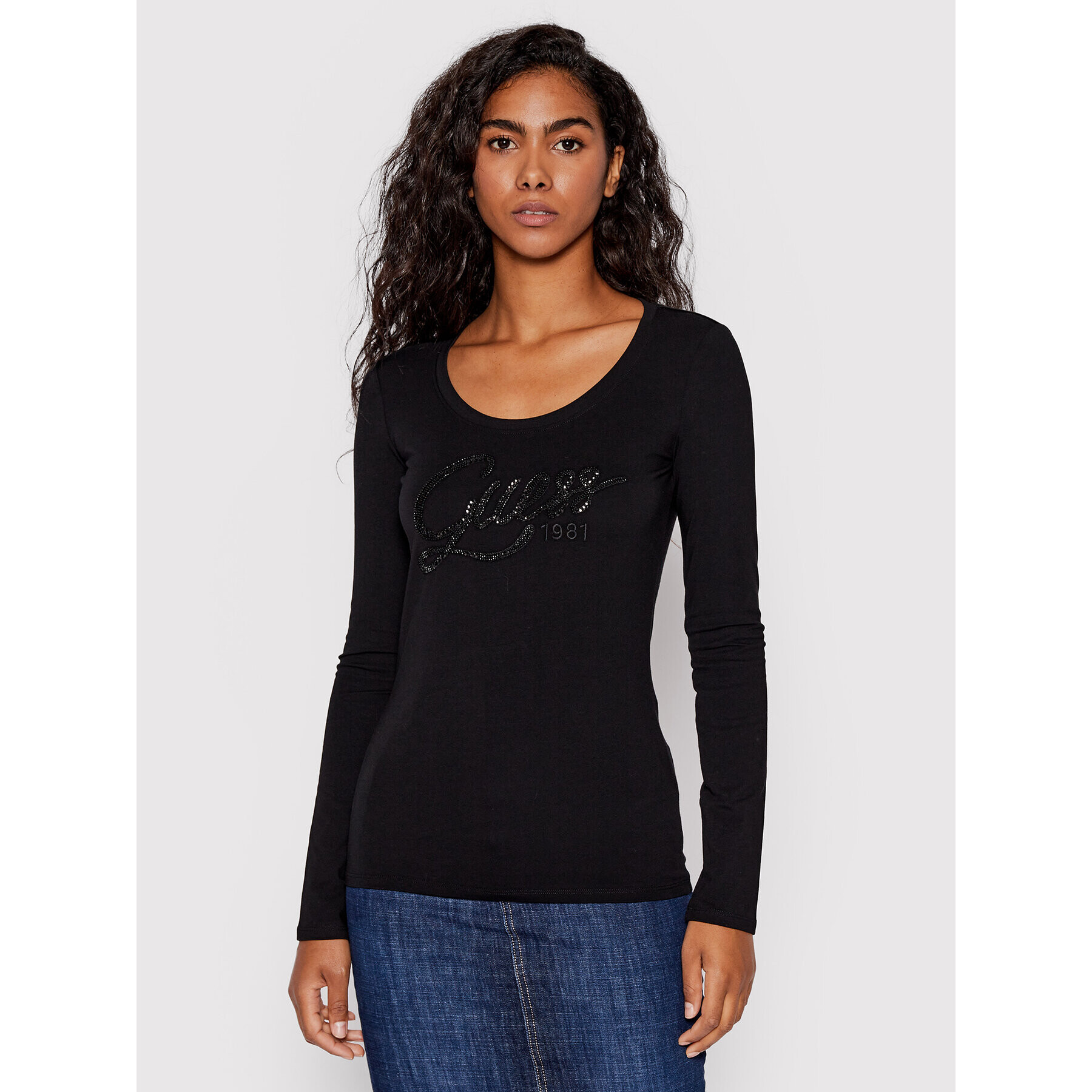 Guess Блуза W2YI49 J1300 Черен Slim Fit - Pepit.bg