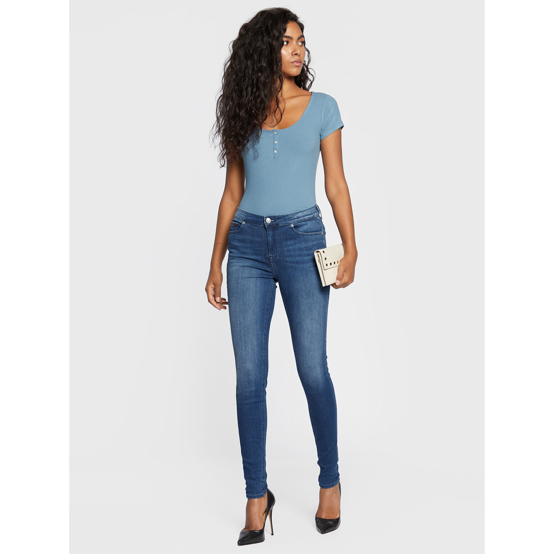 Guess Блуза W2YP24 KBCO2 Син Slim Fit - Pepit.bg
