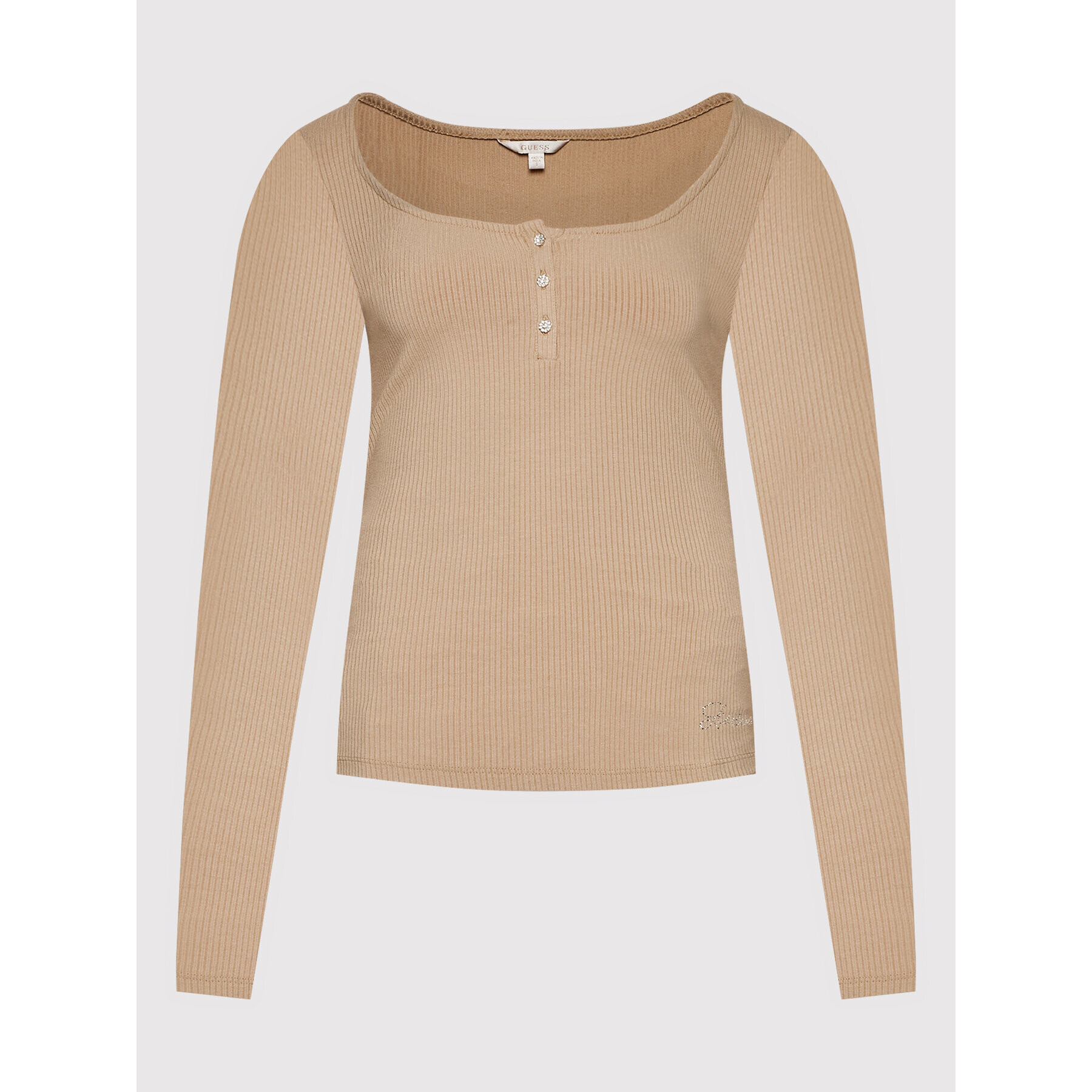 Guess Блуза W2YP46 KBCO2 Бежов Slim Fit - Pepit.bg