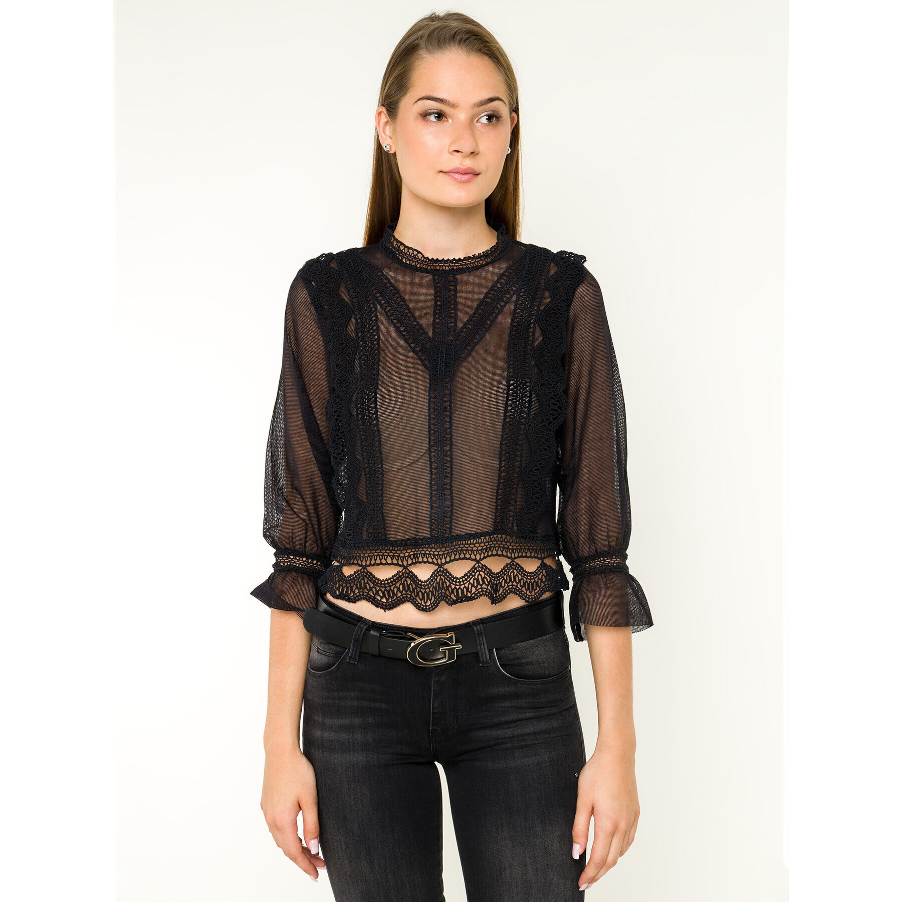 Guess Блуза Zelda W92H96 WBKA0 Черен Regular Fit - Pepit.bg