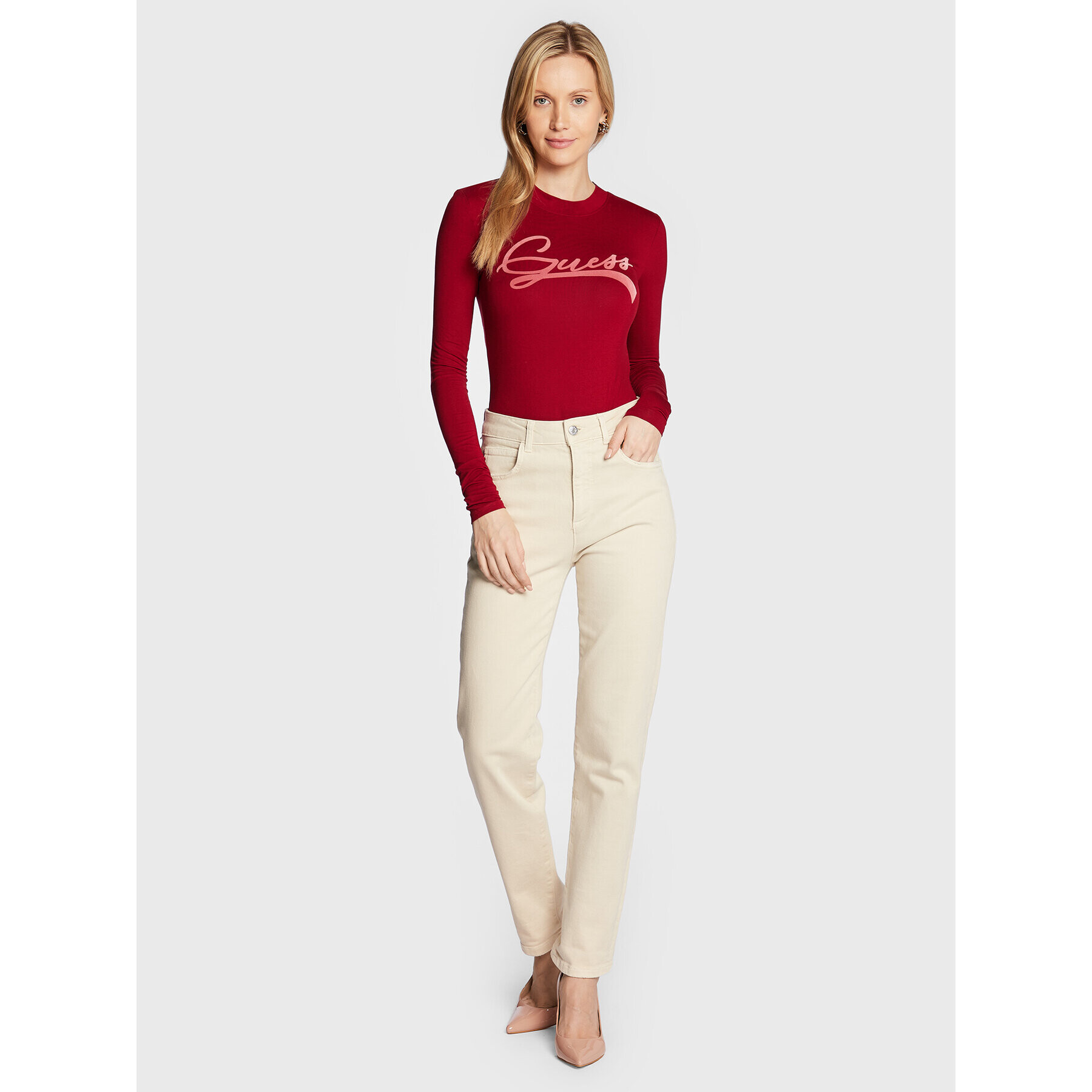 Guess Боди Alexandra W2BP15 K68D2 Бордо Slim Fit - Pepit.bg