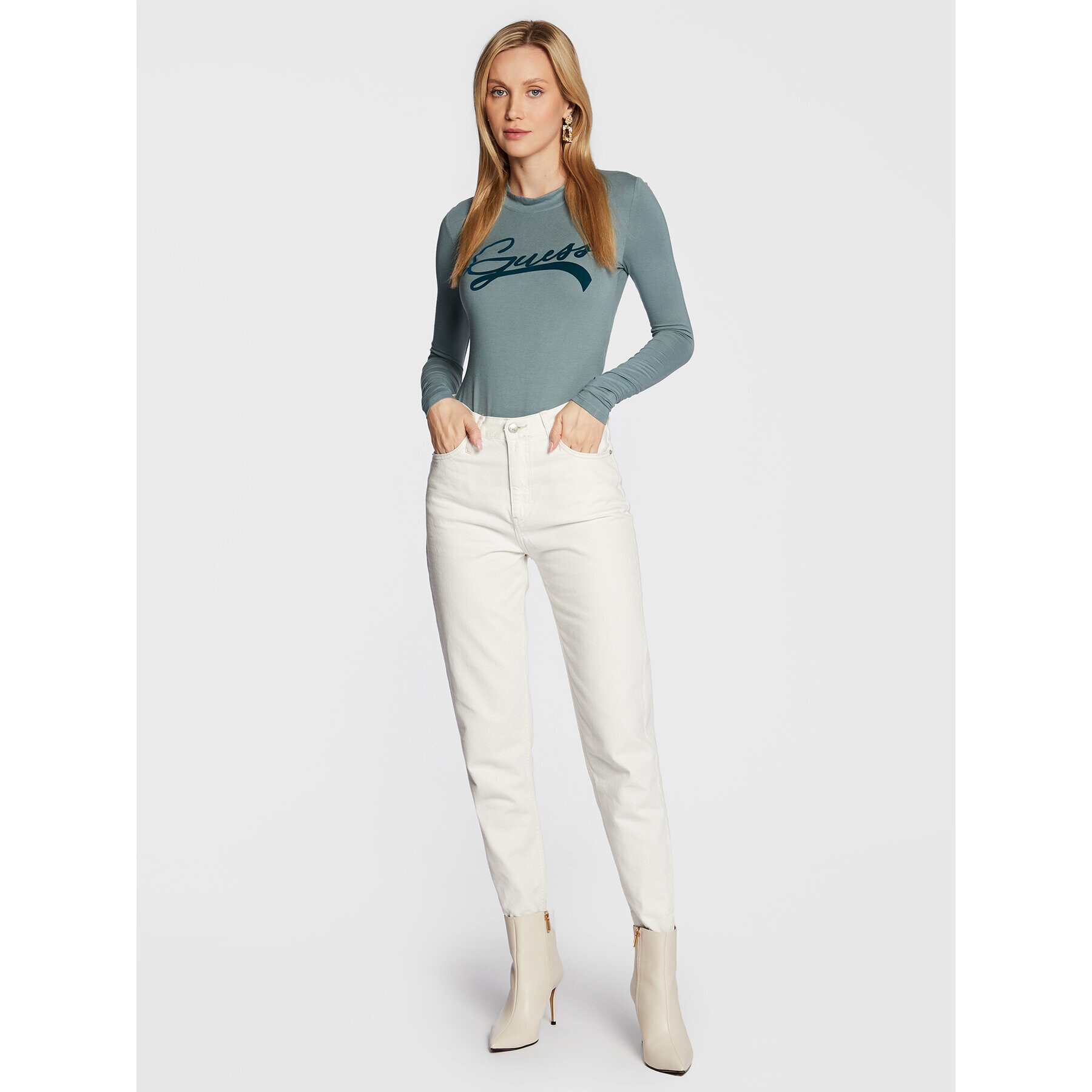 Guess Боди Alexandra W2BP15 K68D2 Зелен Slim Fit - Pepit.bg