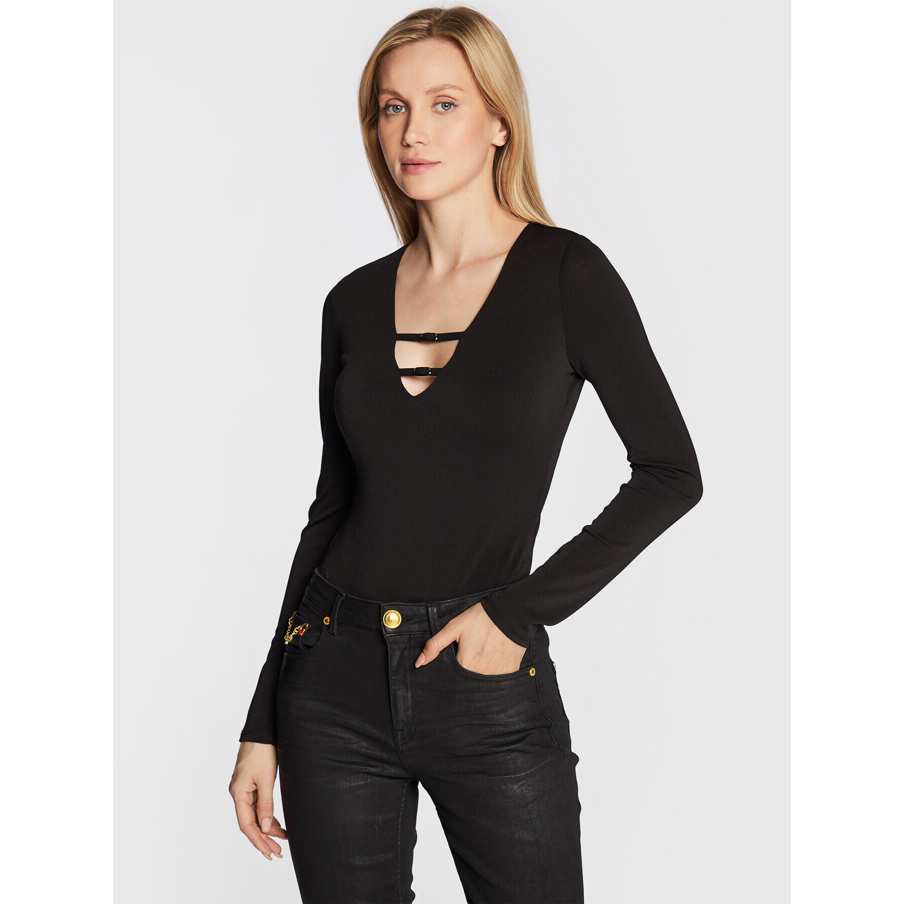 Guess Боди Cut Out Kamren W2BP64 KBEL2 Черен Slim Fit - Pepit.bg