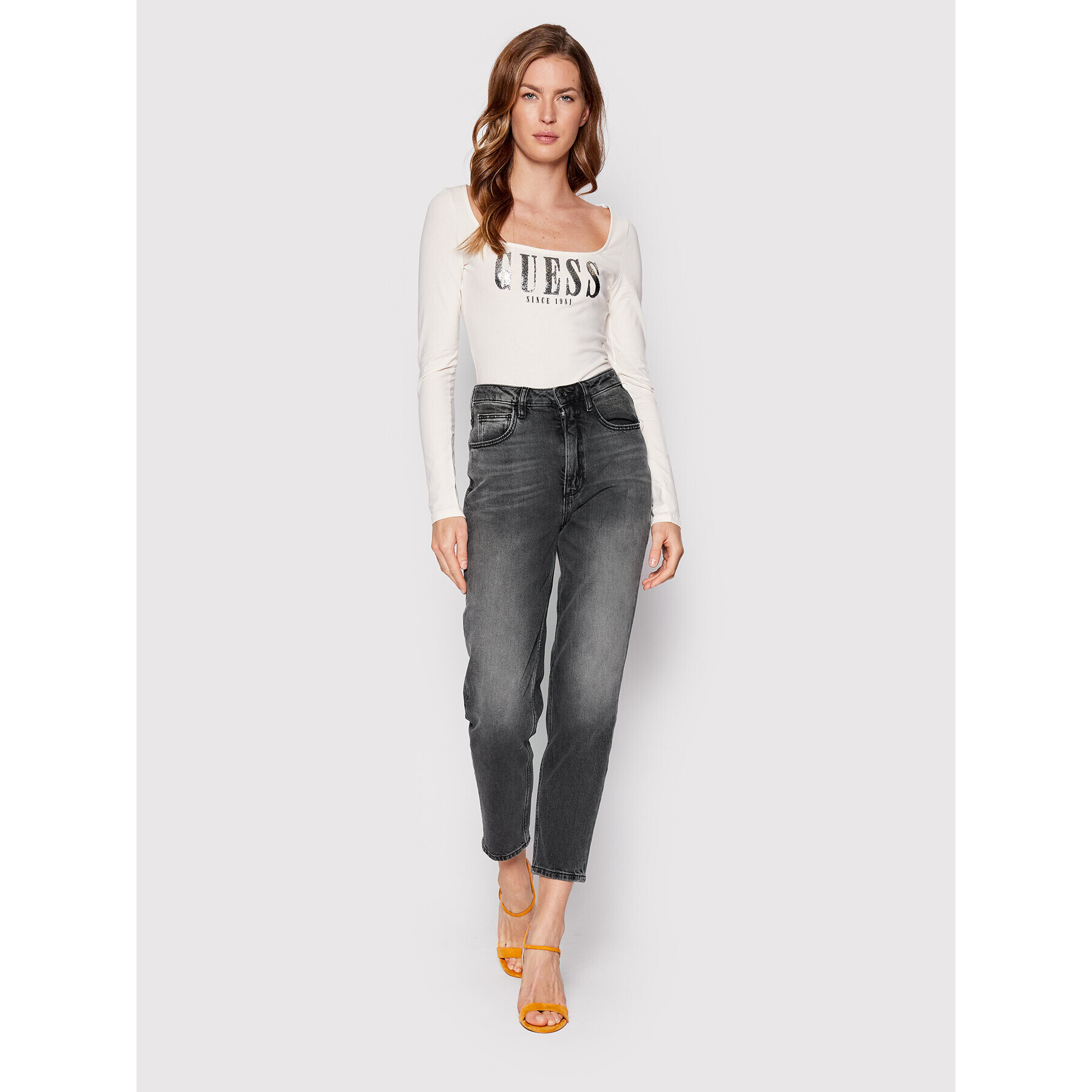 Guess Боди W2YP38 J1311 Бял Slim Fit - Pepit.bg
