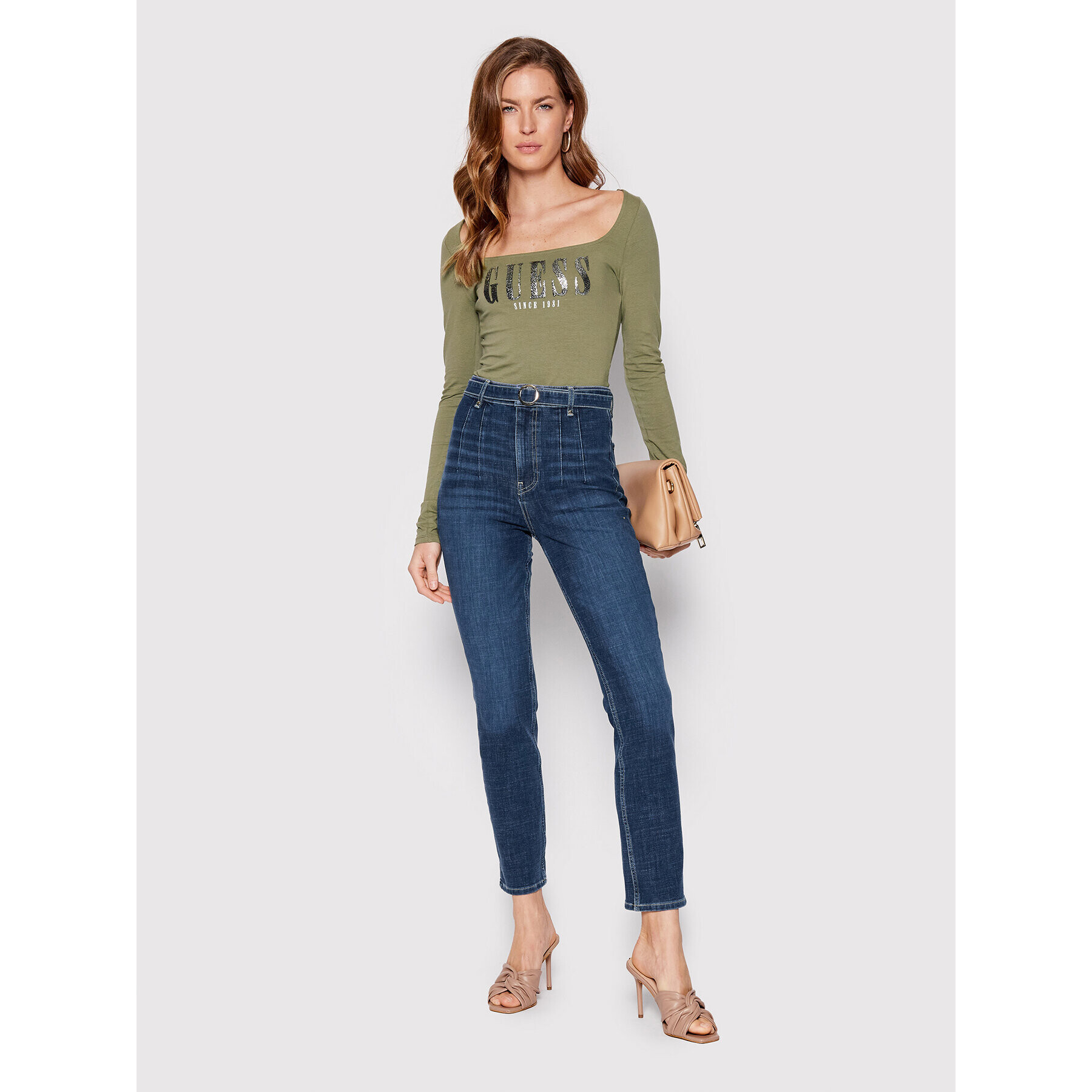 Guess Боди W2YP38 J1311 Зелен Slim Fit - Pepit.bg
