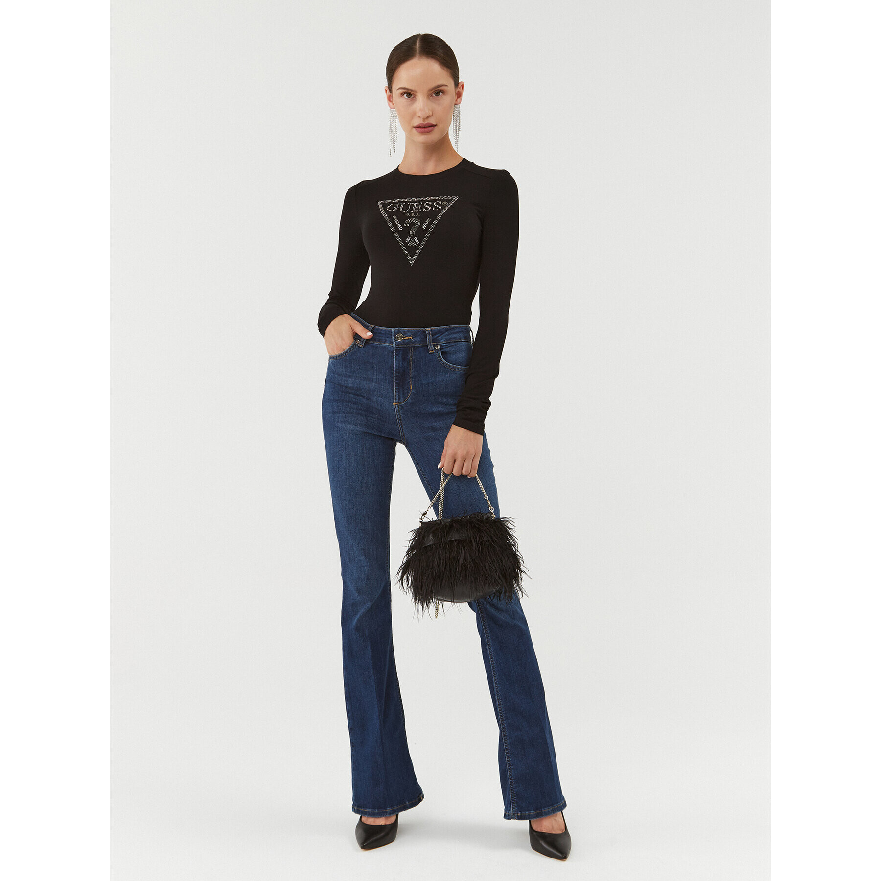 Guess Боди W3BP26 K68D2 Черен Slim Fit - Pepit.bg