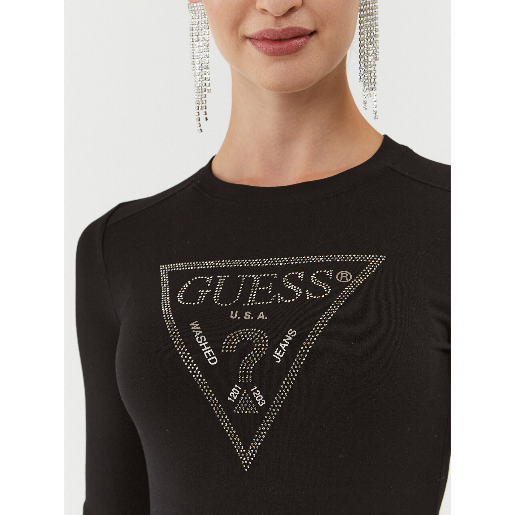 Guess Боди W3BP26 K68D2 Черен Slim Fit - Pepit.bg