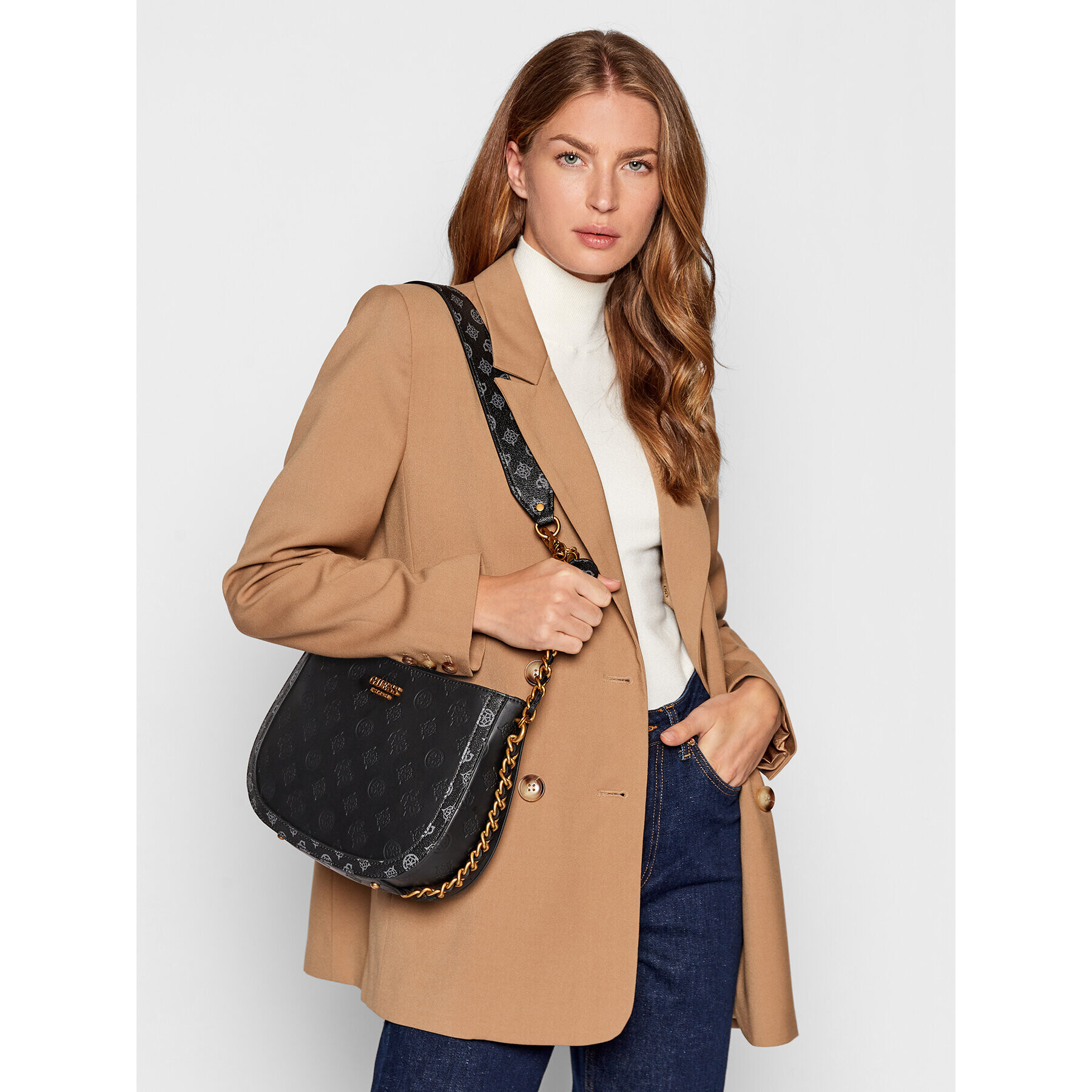 Guess Дамска чанта Abey (PB) HWPB85 58020 Черен - Pepit.bg