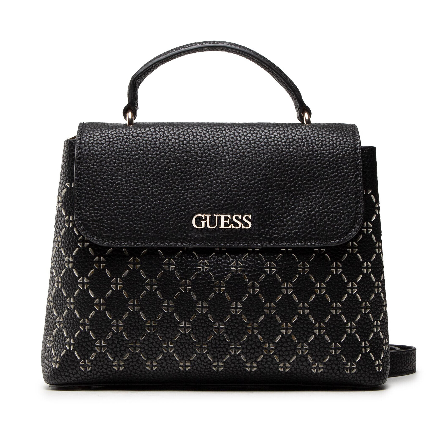 Guess Дамска чанта Amara Top Handle Flap HWXG84 93180 Черен - Pepit.bg