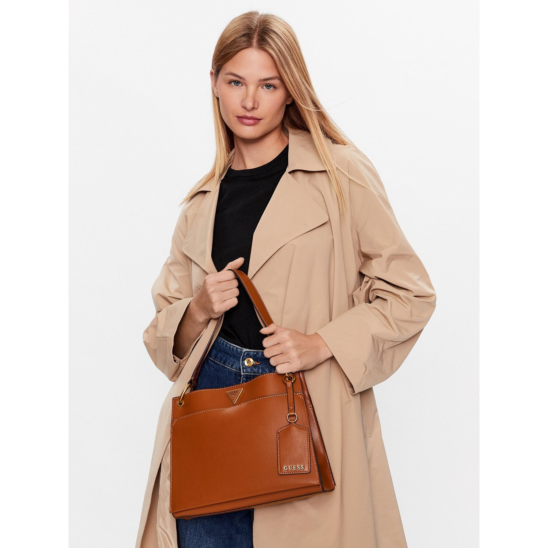 Guess Дамска чанта Basilea (VB) HWVB87 41060 Кафяв - Pepit.bg