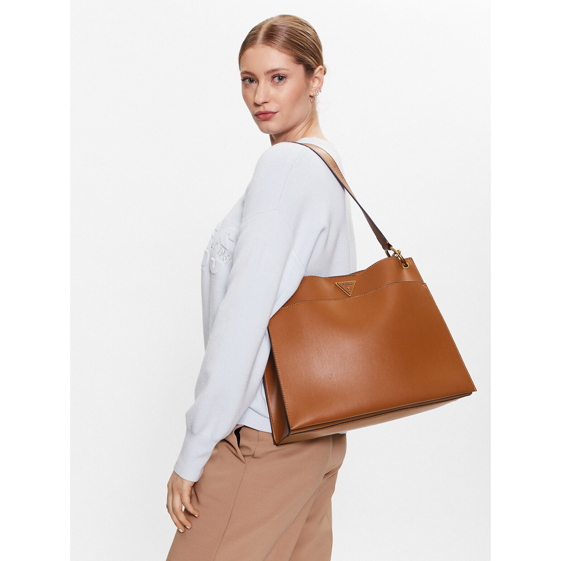 Guess Дамска чанта Basilea (VB) HWVB87 41230 Кафяв - Pepit.bg