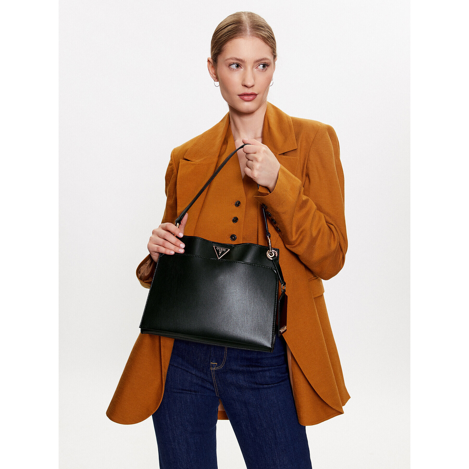 Guess Дамска чанта Basilea (VG) HWVG87 41060 Черен - Pepit.bg
