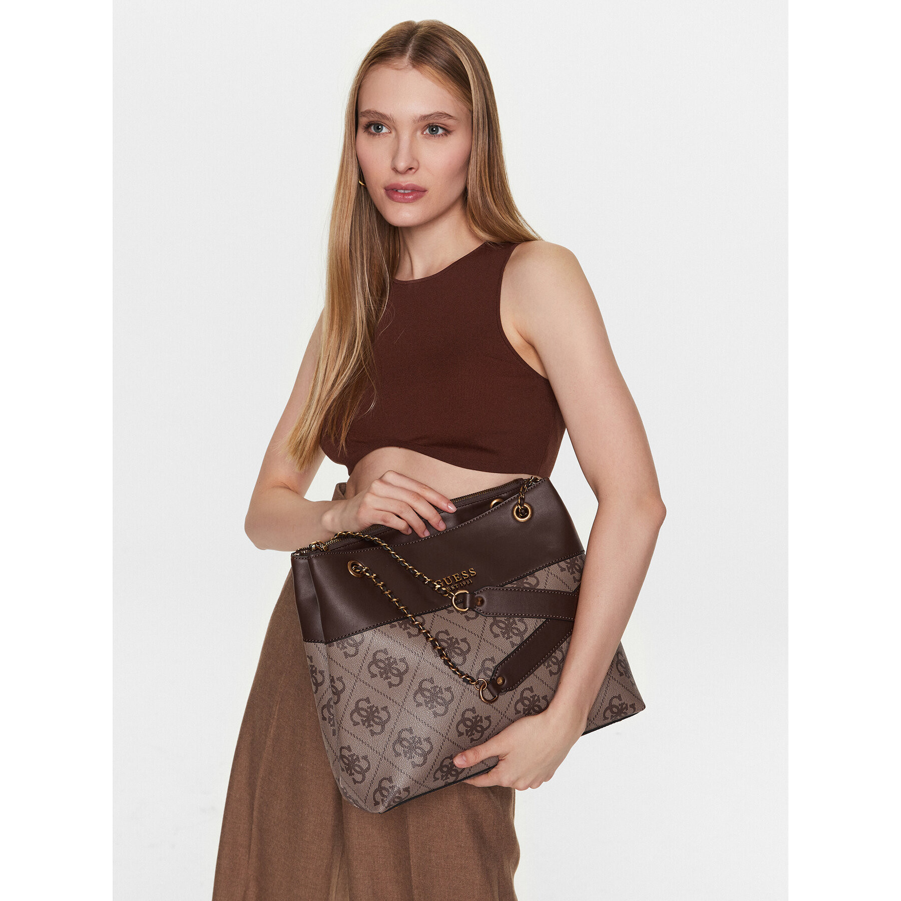 Guess Дамска чанта Berta (BB) HWBB86 88230 Кафяв - Pepit.bg