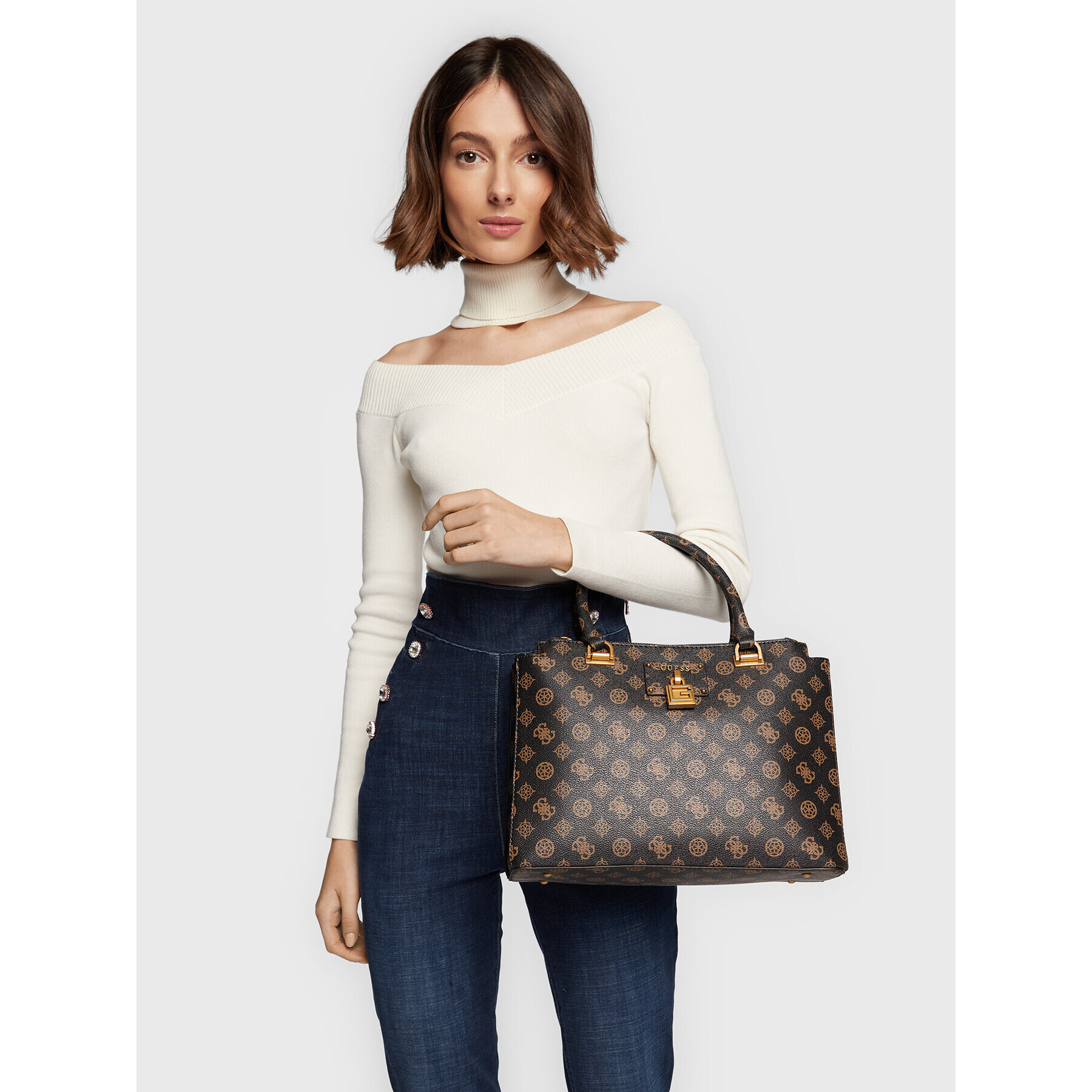 Guess Дамска чанта Centre Stage HWPB85 04060 Кафяв - Pepit.bg