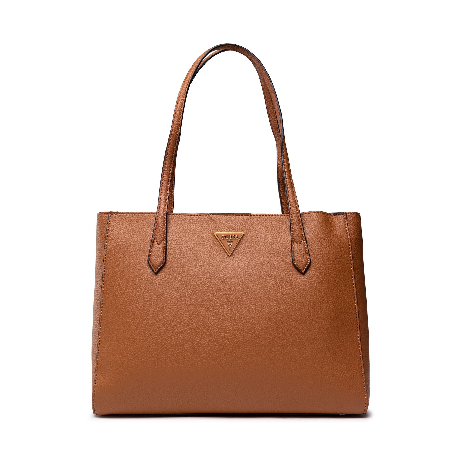 Guess Дамска чанта Downtown Chic Turnlock Tote HWVB83 85230 Кафяв - Pepit.bg