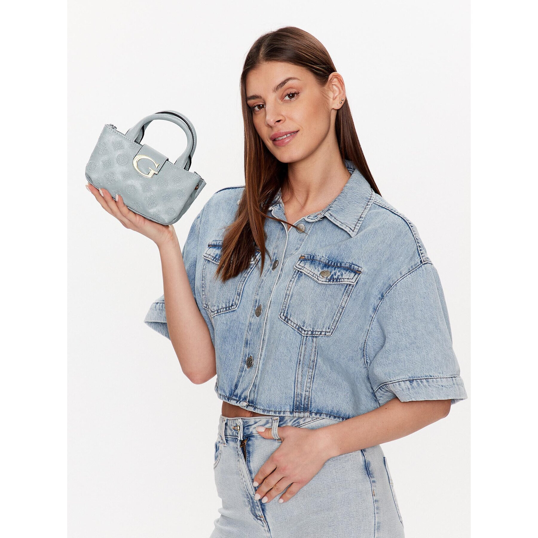 Guess Дамска чанта Embossed J3RZ03 WFET0 Син - Pepit.bg