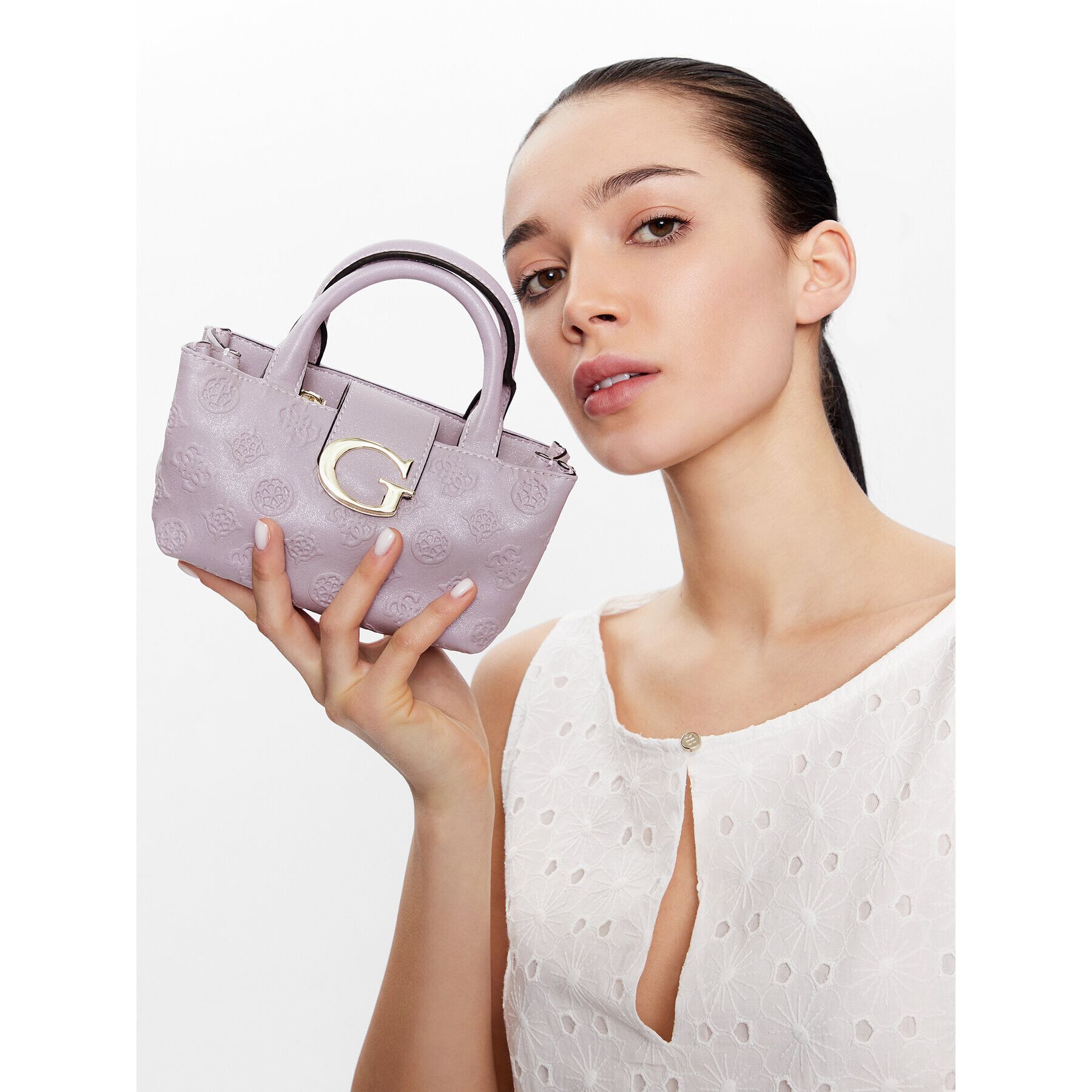Guess Дамска чанта Embossed J3RZ03 WFET0 Виолетов - Pepit.bg