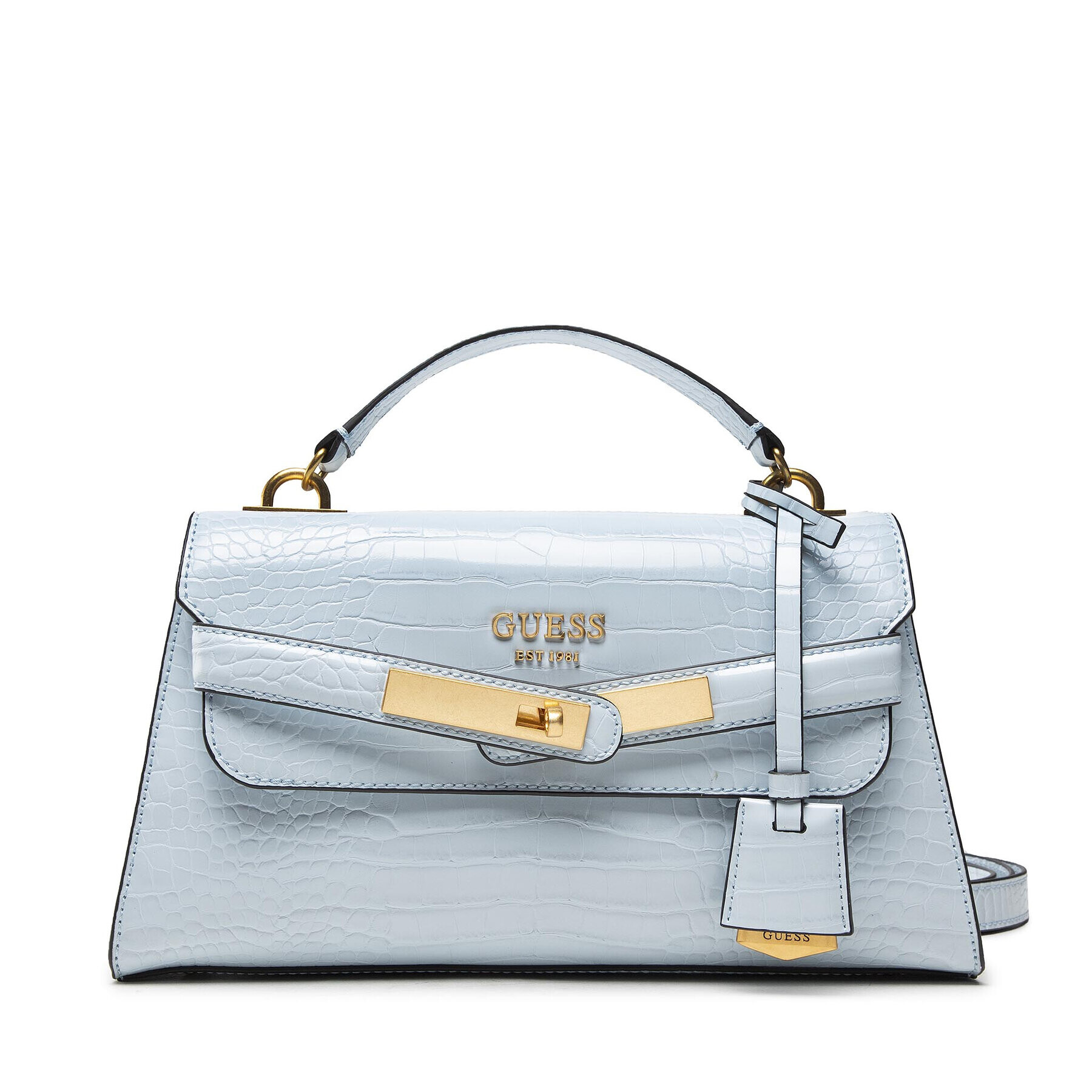 Guess Дамска чанта Enisa Top Handle Flap HWCA84 21200 Син - Pepit.bg