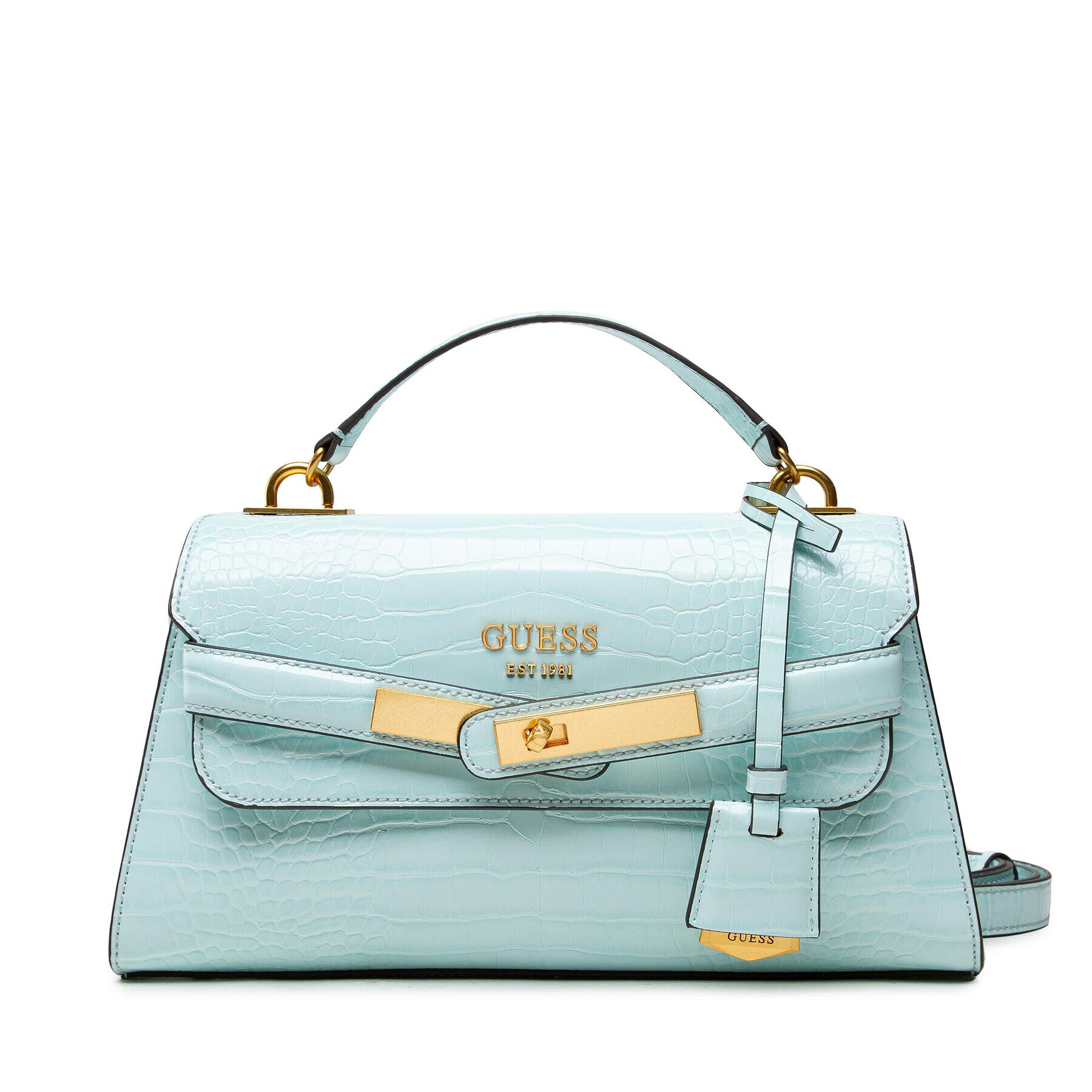 Guess Дамска чанта Enisa Top Handle Flap HWCA84 21200 Син - Pepit.bg