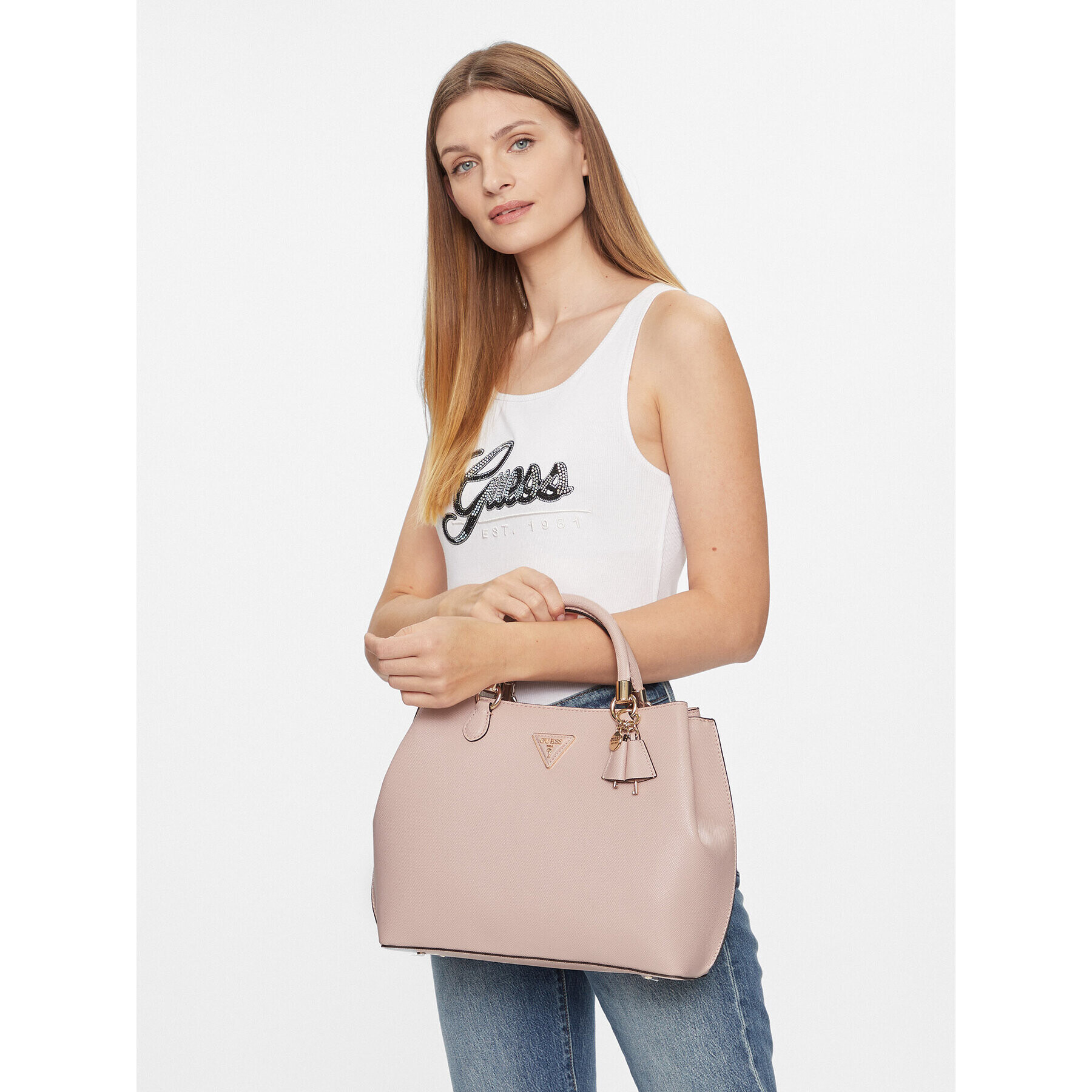 Guess Дамска чанта Gizele Small Hobo HWVG91 95230 Розов - Pepit.bg