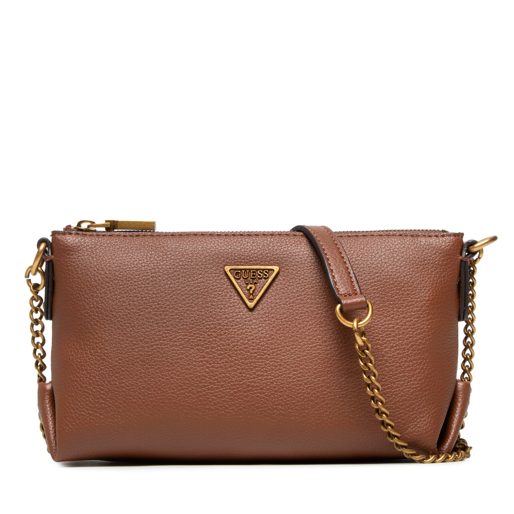 Guess Дамска чанта Helaina Mini Crossbody Top Zip HWVB84 03720 Кафяв - Pepit.bg