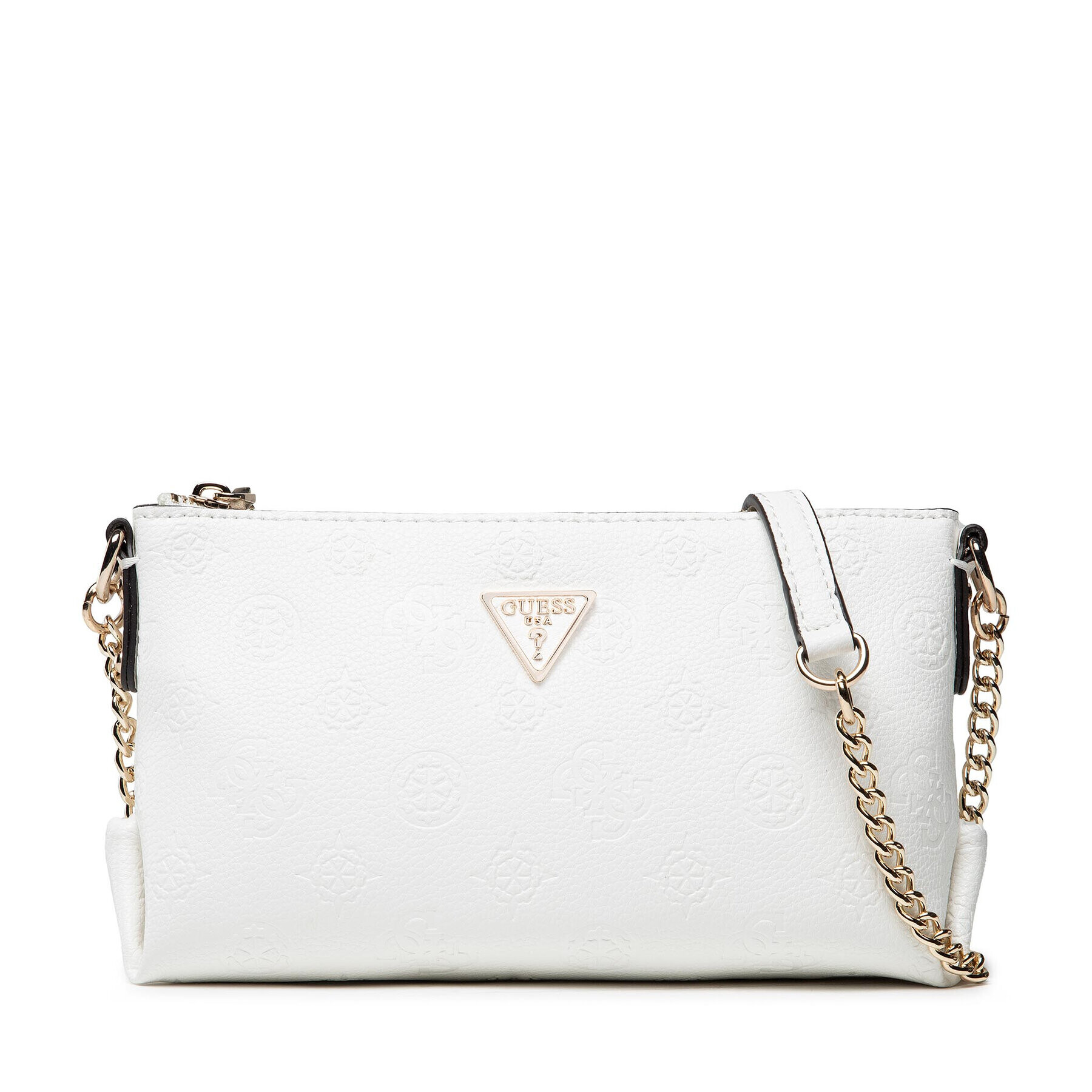 Guess Дамска чанта Helaina Mini Crossbody Top Zip HWPG84 03720 Бял - Pepit.bg