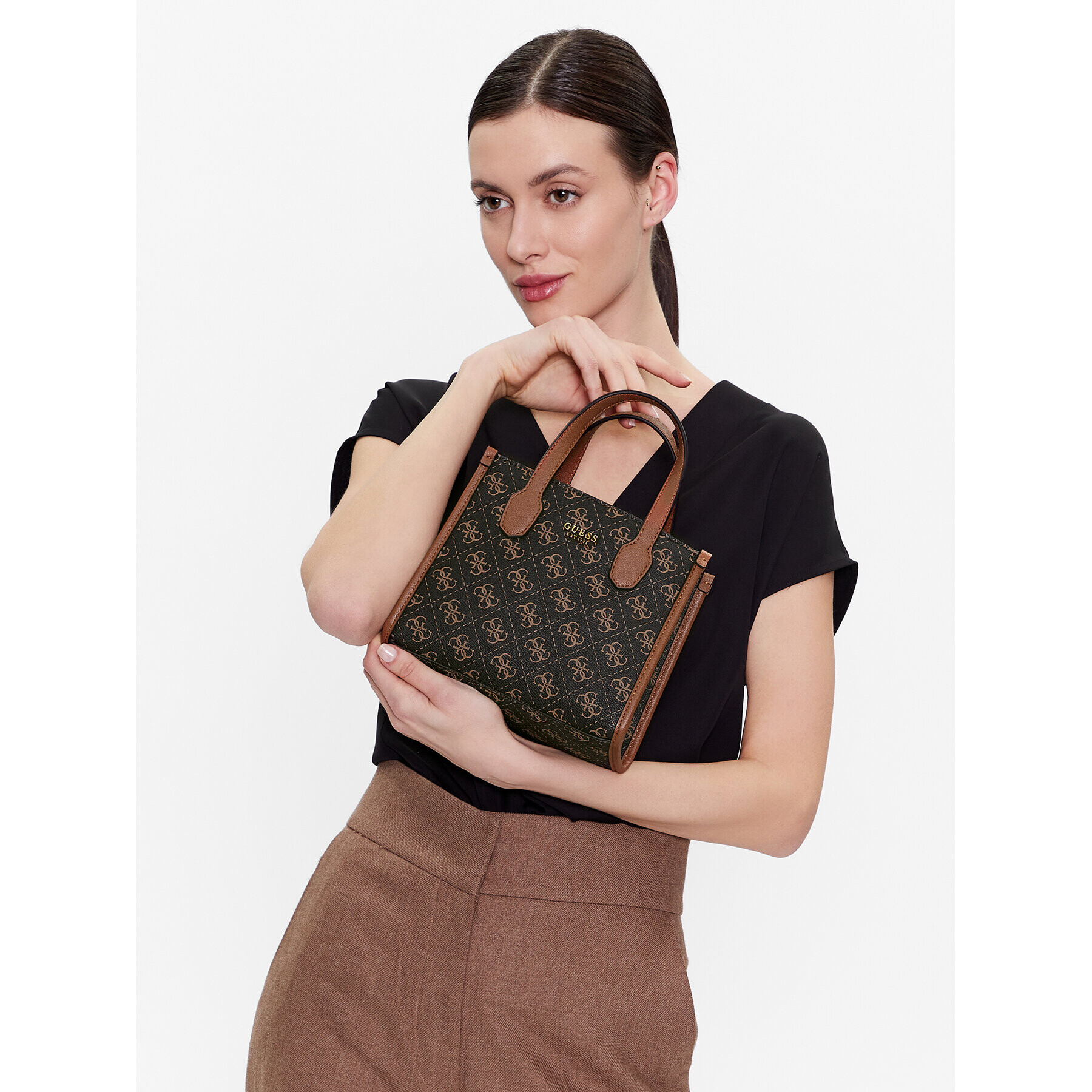 Guess Дамска чанта HWQN86 65770 Кафяв - Pepit.bg