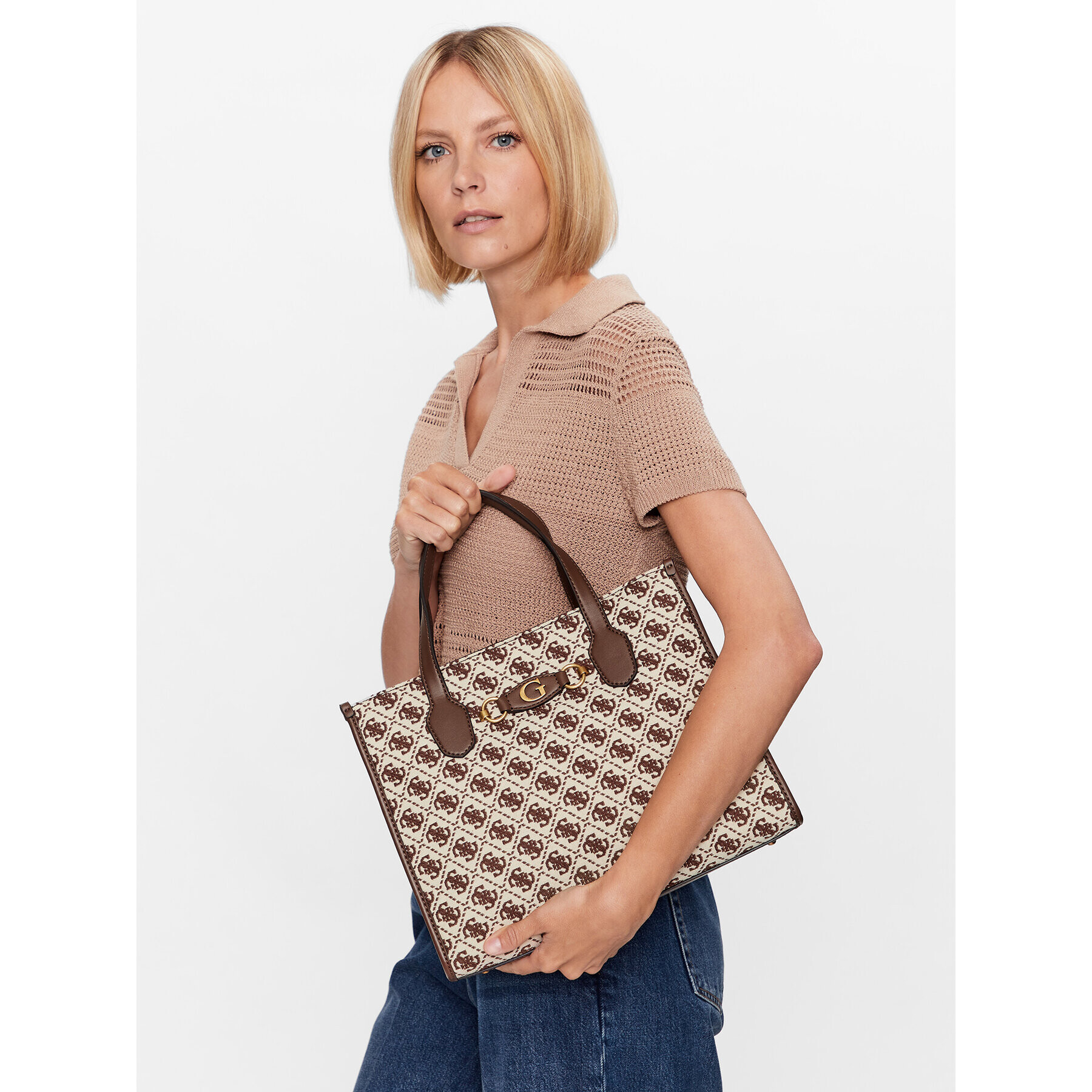 Guess Дамска чанта Izzy (JB) HWJB86 54220 Кафяв - Pepit.bg