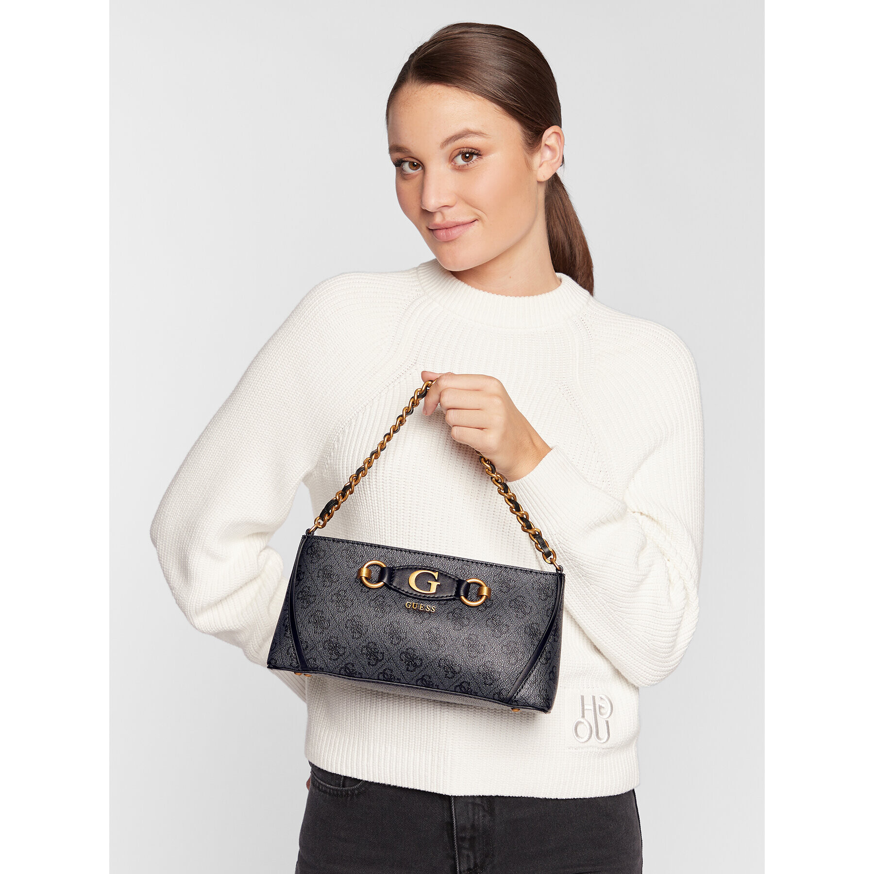 Guess Дамска чанта Izzy (SB) HWSB86 54180 Черен - Pepit.bg