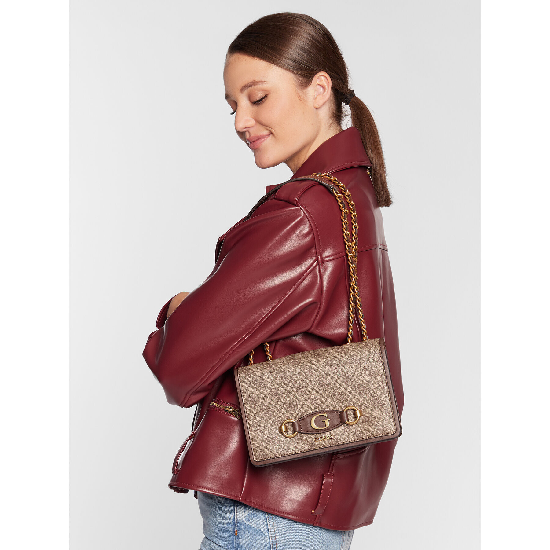 Guess Дамска чанта Izzy (SB) HWSB86 54210 Кафяв - Pepit.bg