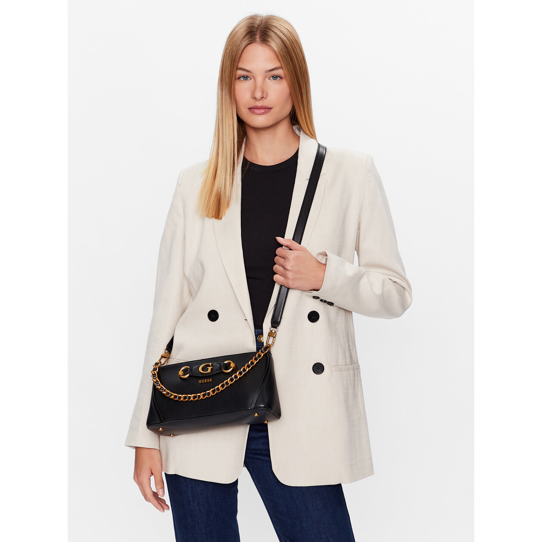 Guess Дамска чанта Izzy (VB) HWVB86 54120 Черен - Pepit.bg