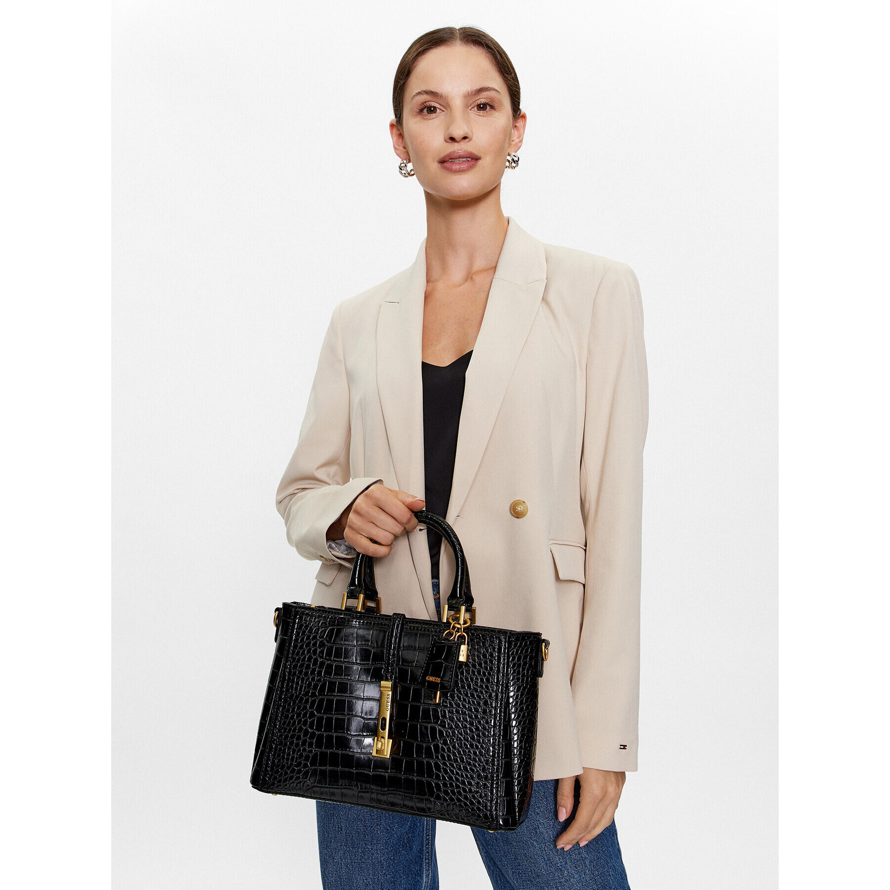 Guess Дамска чанта James (CA) HWCA87 73060 Черен - Pepit.bg