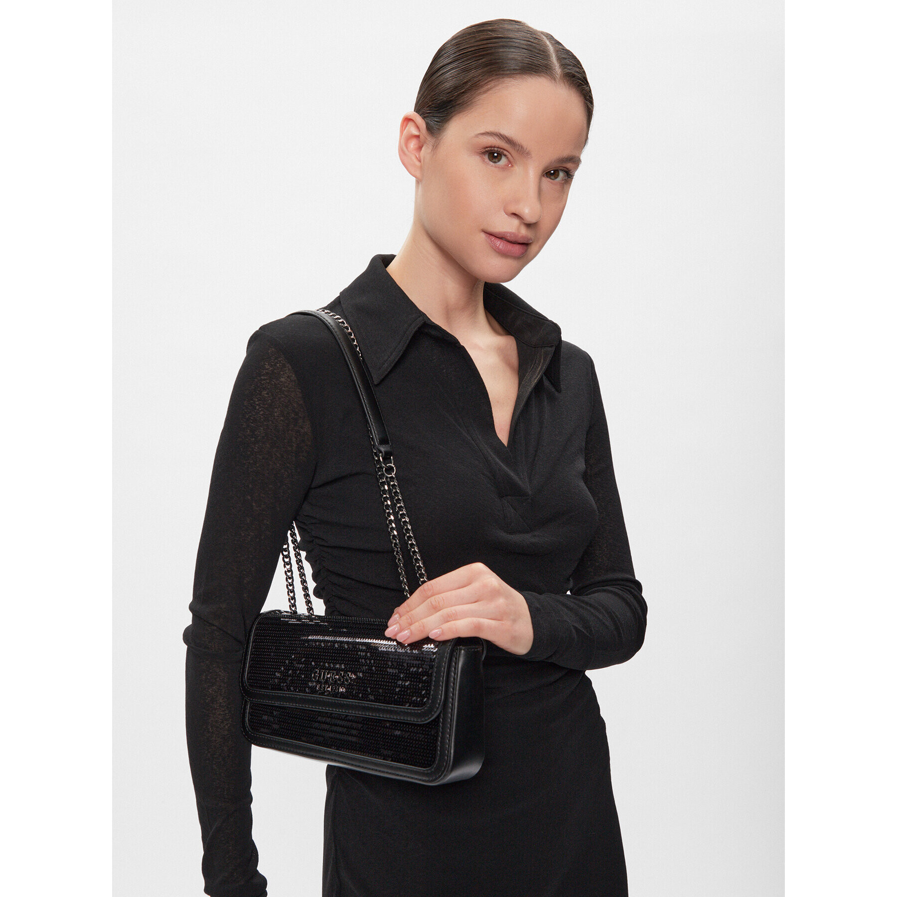 Guess Дамска чанта Kaska (EM) Evenings-Bags HWEM92 03210 Черен - Pepit.bg