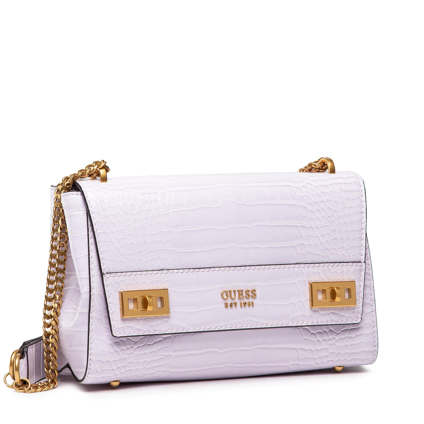 Guess Дамска чанта Katey Croc Flap Shoulder Bag HWCA84 94190 Виолетов - Pepit.bg