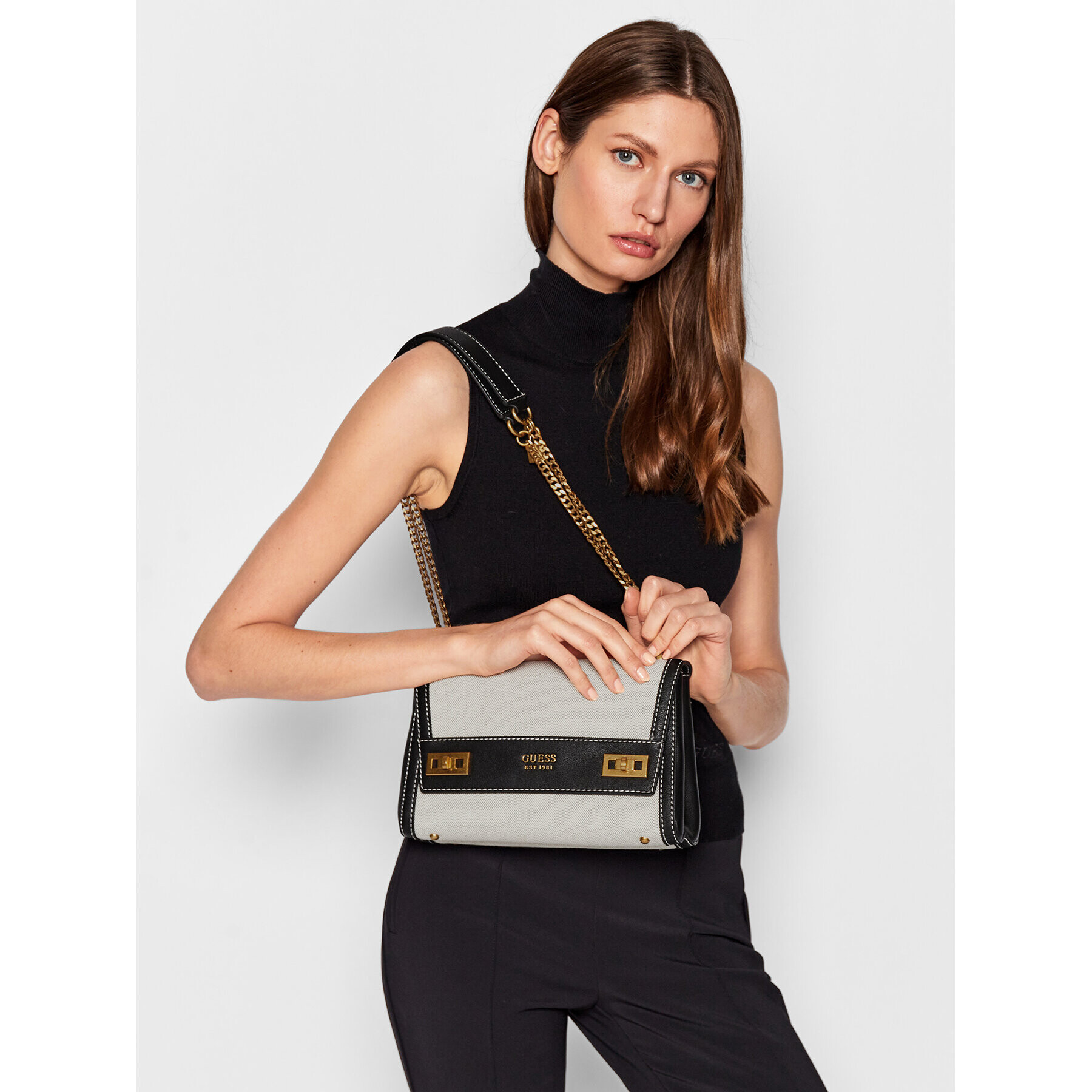 Guess Дамска чанта Katey Flap Shoulder Bag HWHA78 70190 Бежов - Pepit.bg