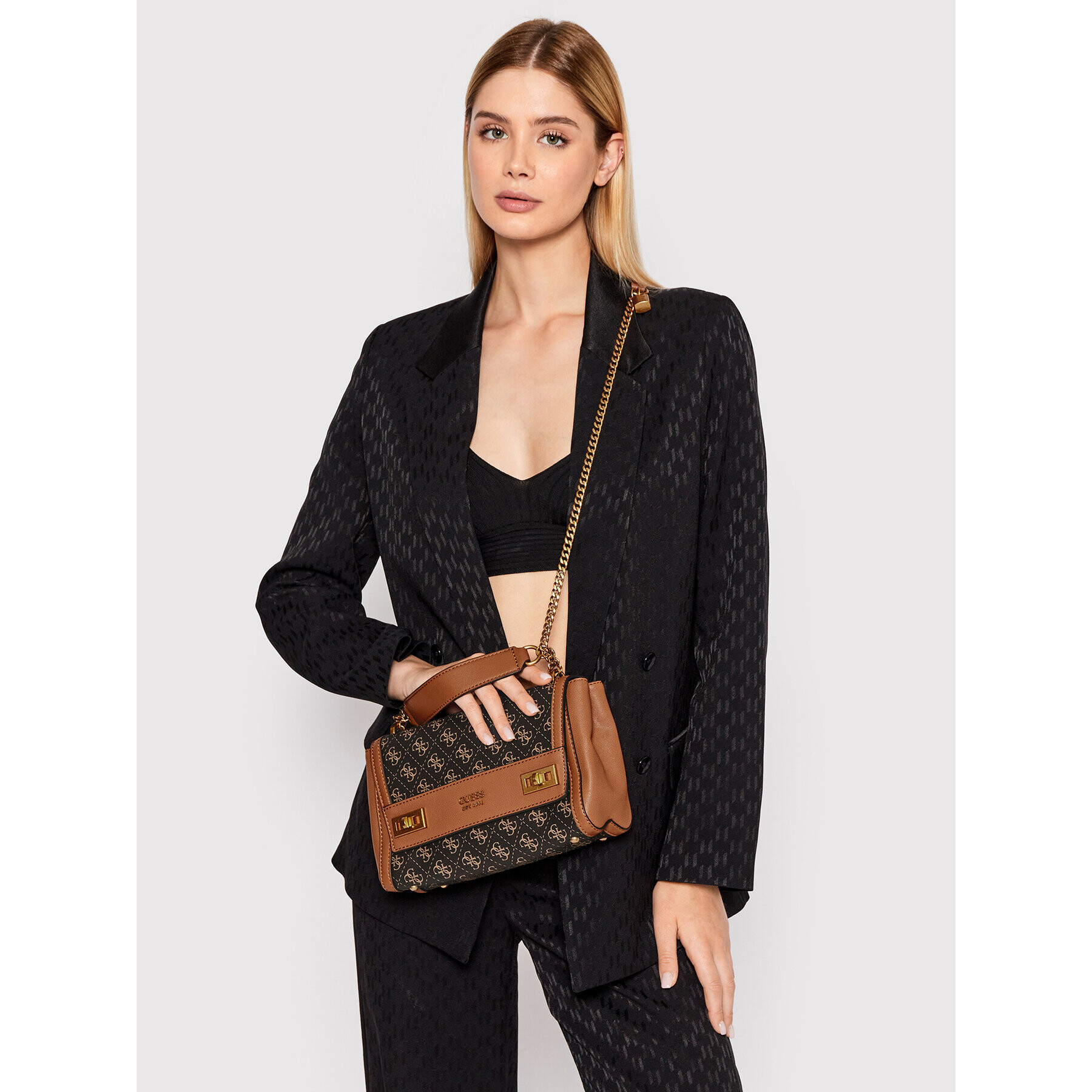 Guess Дамска чанта Katey Flap Shoulder Bag HWZA78 70190 Кафяв - Pepit.bg