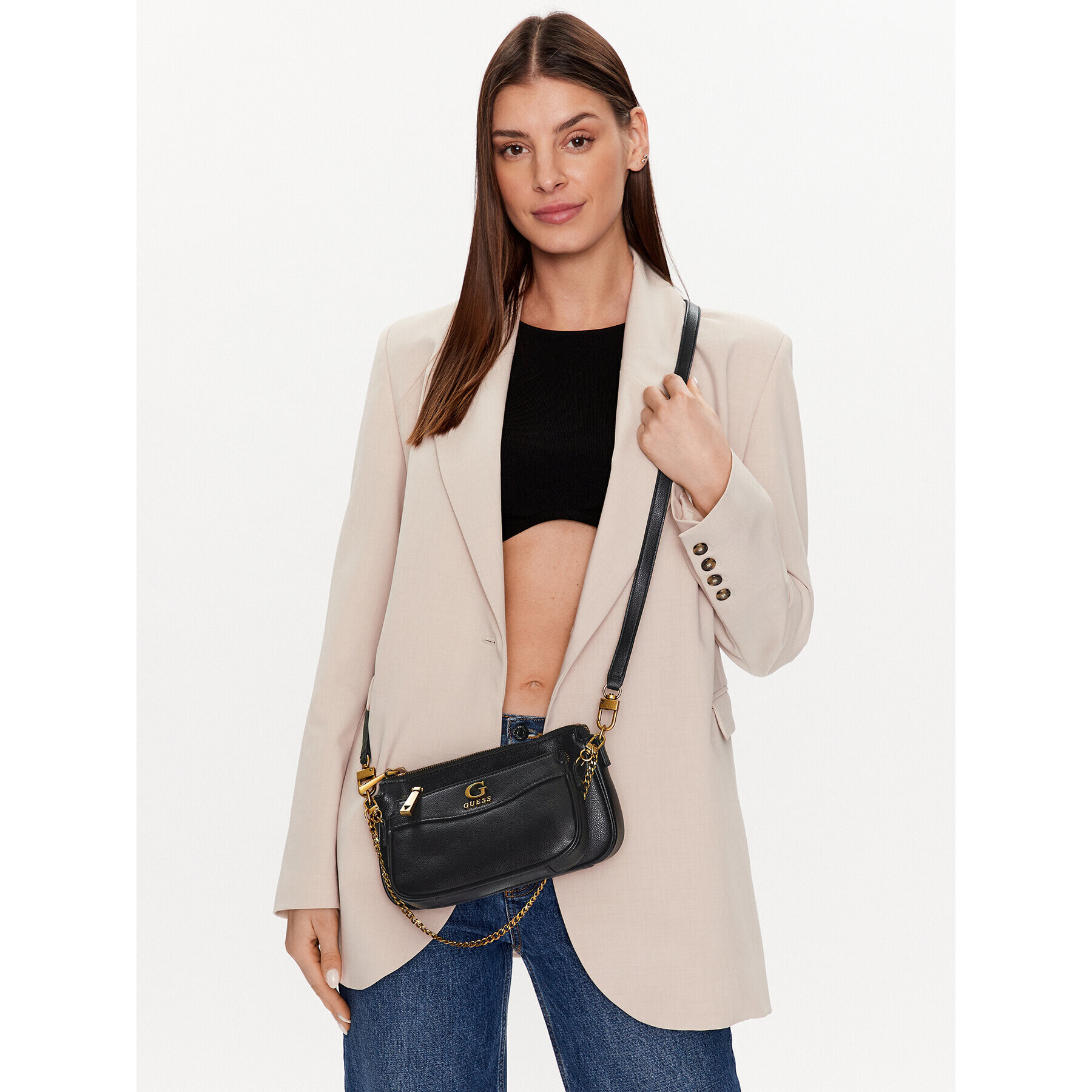 Guess Дамска чанта Nell (VB) Mini Bags HWVB86 78700 Черен - Pepit.bg